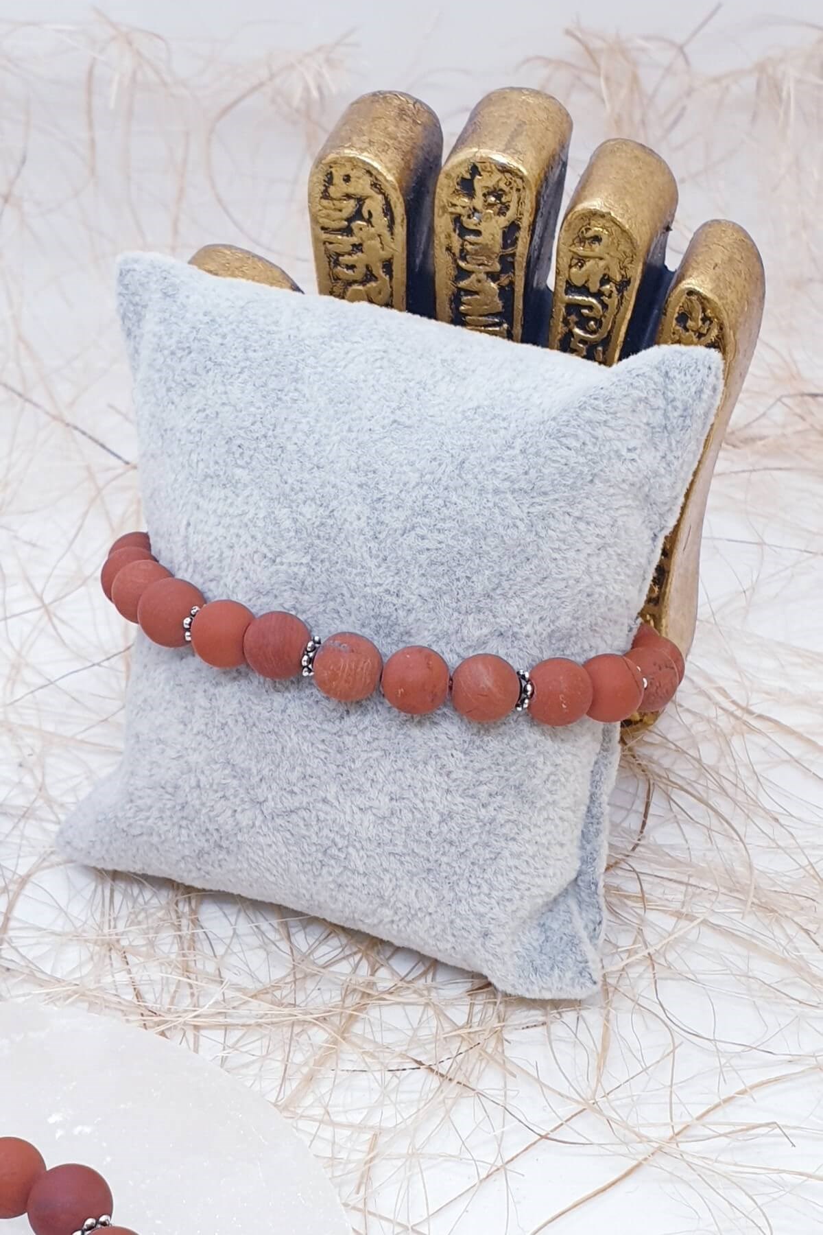 Mat Red Jasper Doğal Taş Bileklik