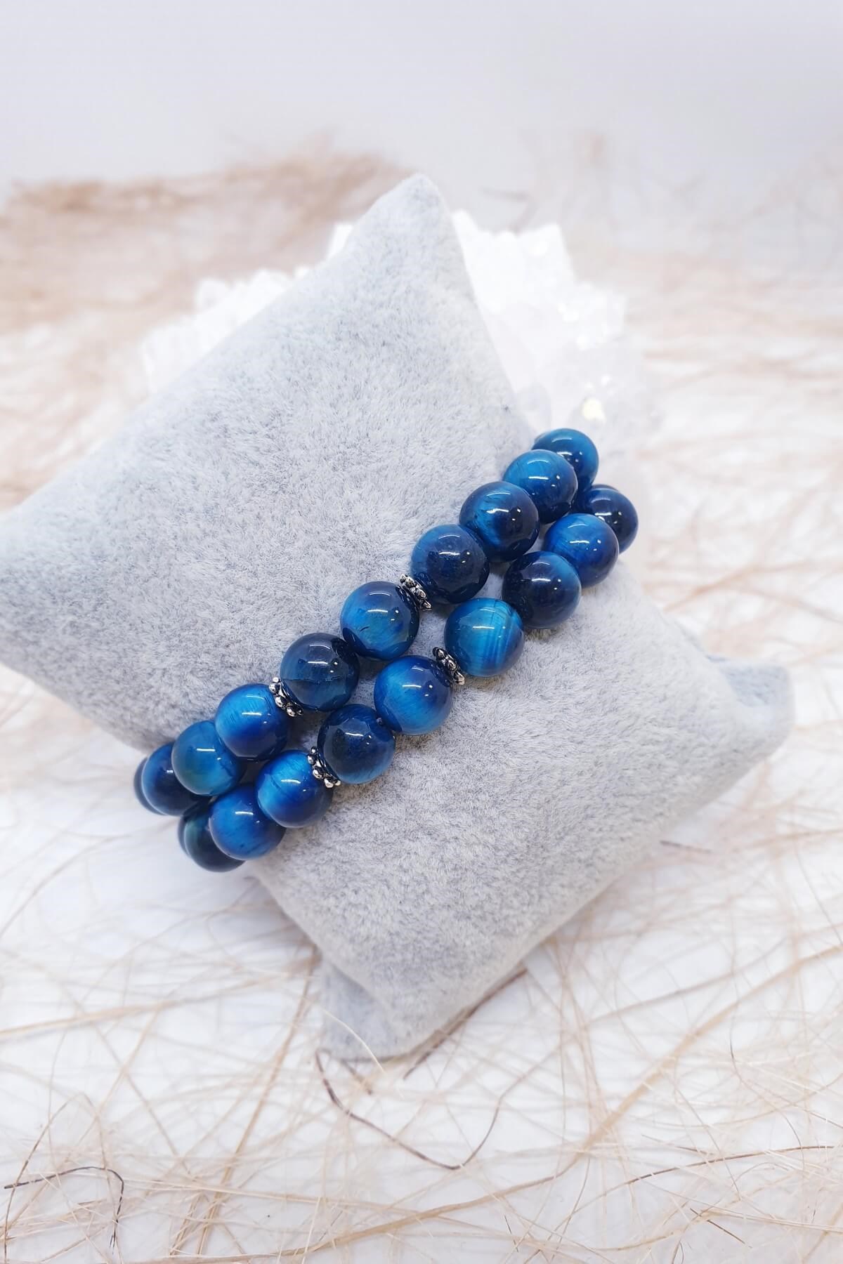 Mavi Kaplan Gözü Ayarlanabilir Doğal Taş Bileklik