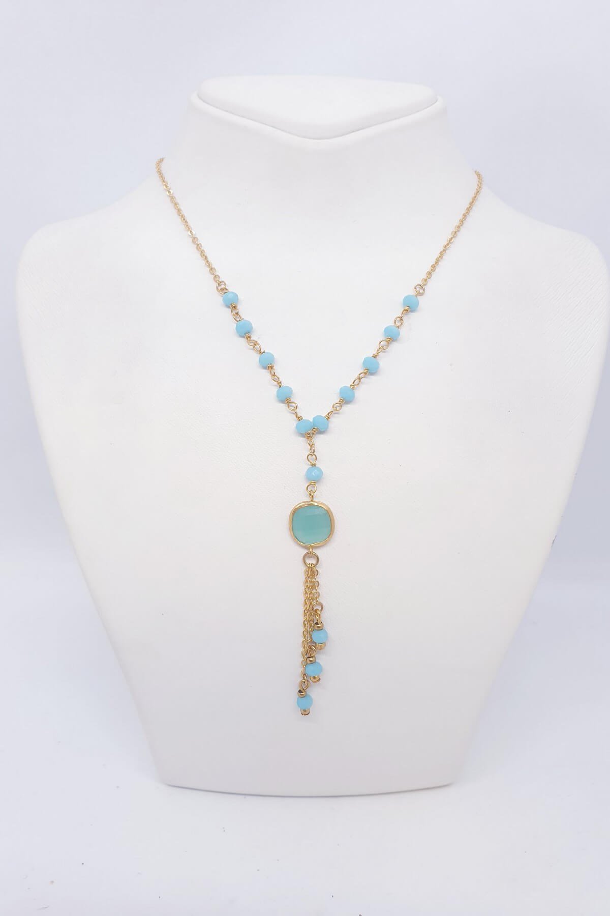 Mavi Kristal Taşlı Kolye