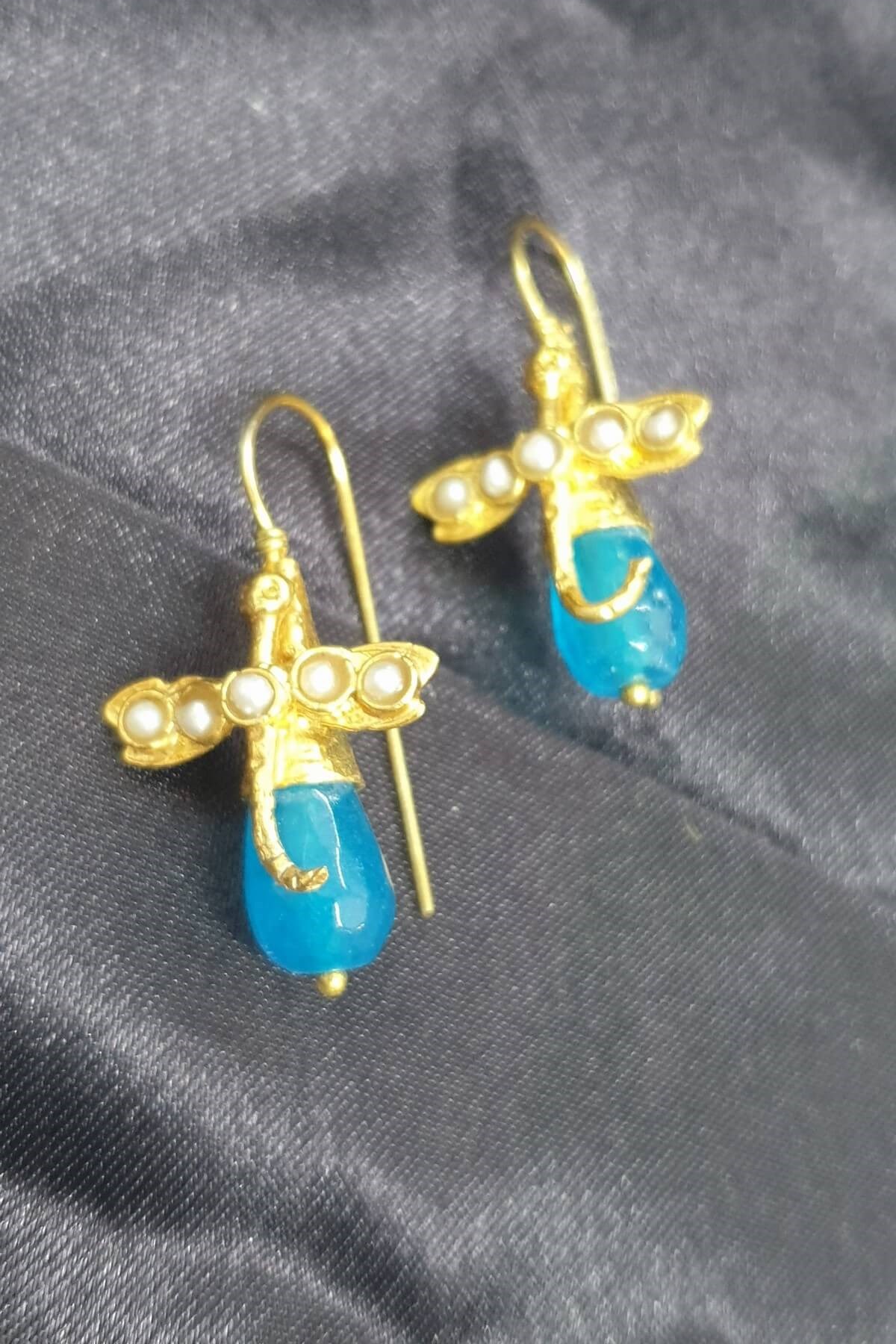 Mavi Yeşim Yusufçuk Küpe