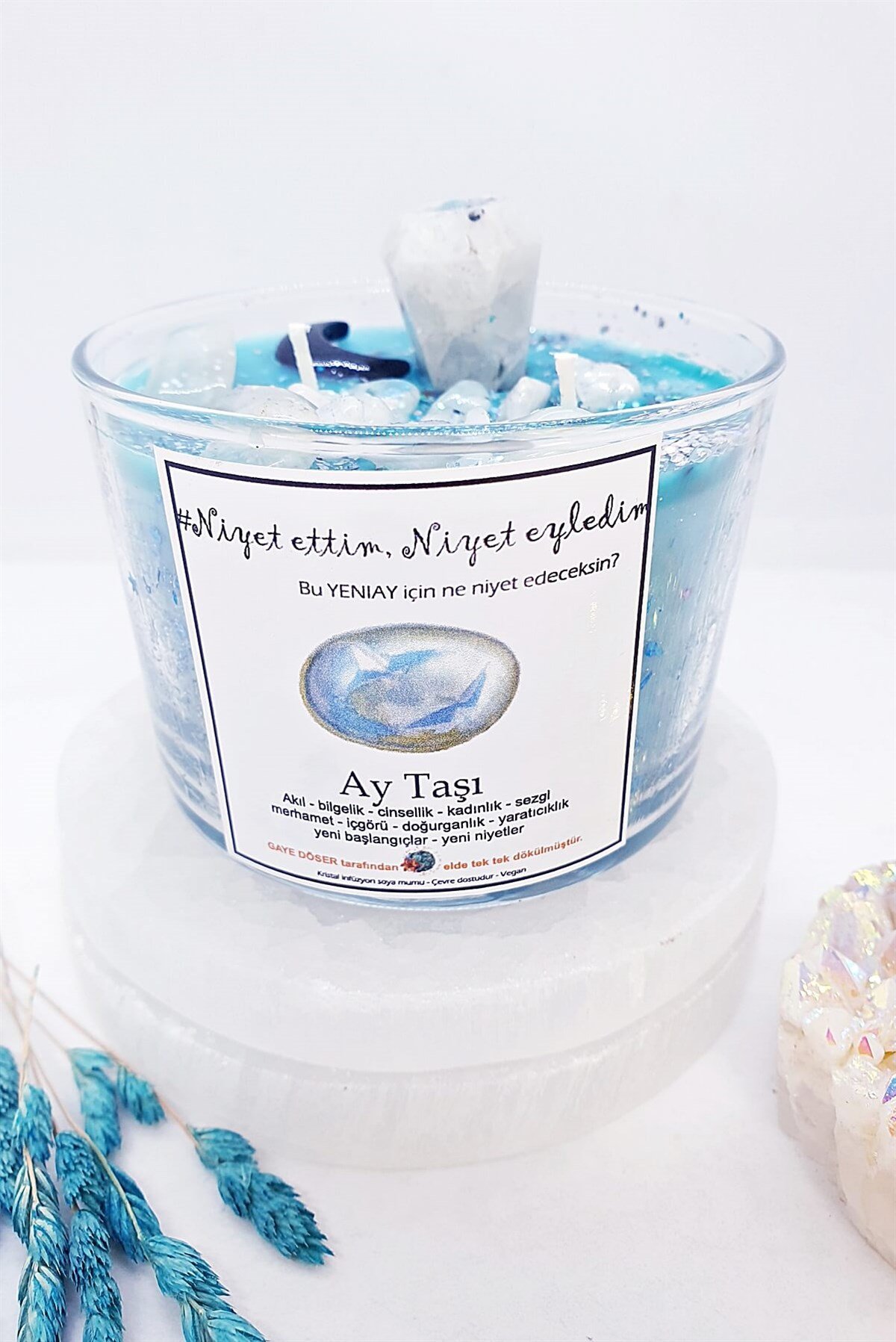 #Niyet ettim Niyet eyledim-Ay taşı Hediyeli Mum 