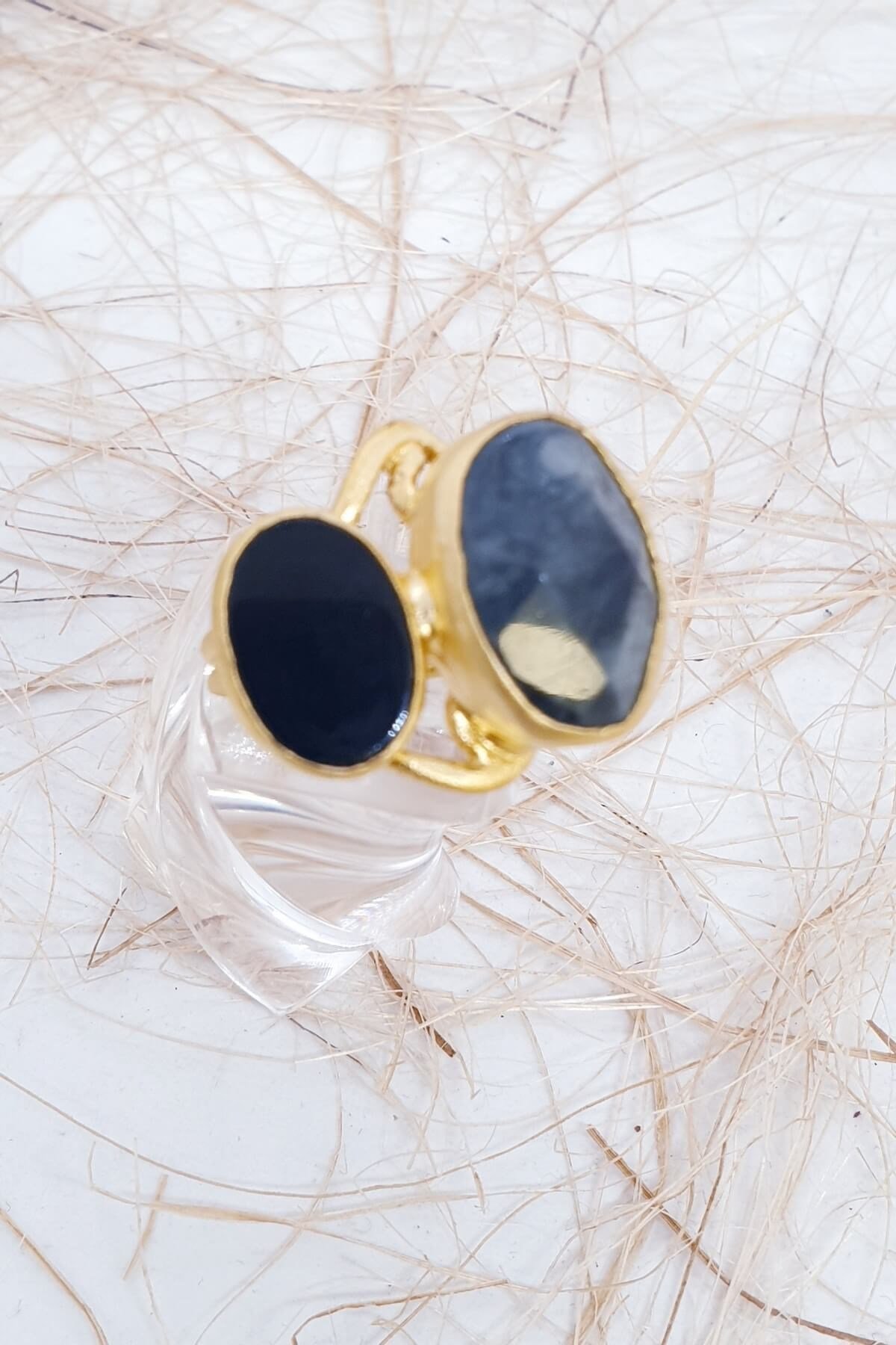 Oniks Larvakit Doğal Taşlı Yüzük