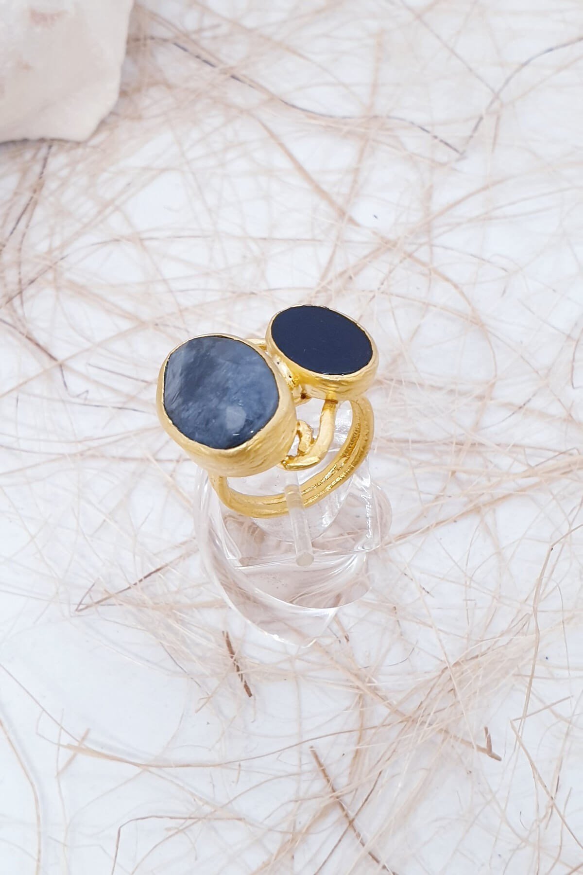 Oniks Larvakit Doğal Taşlı Yüzük