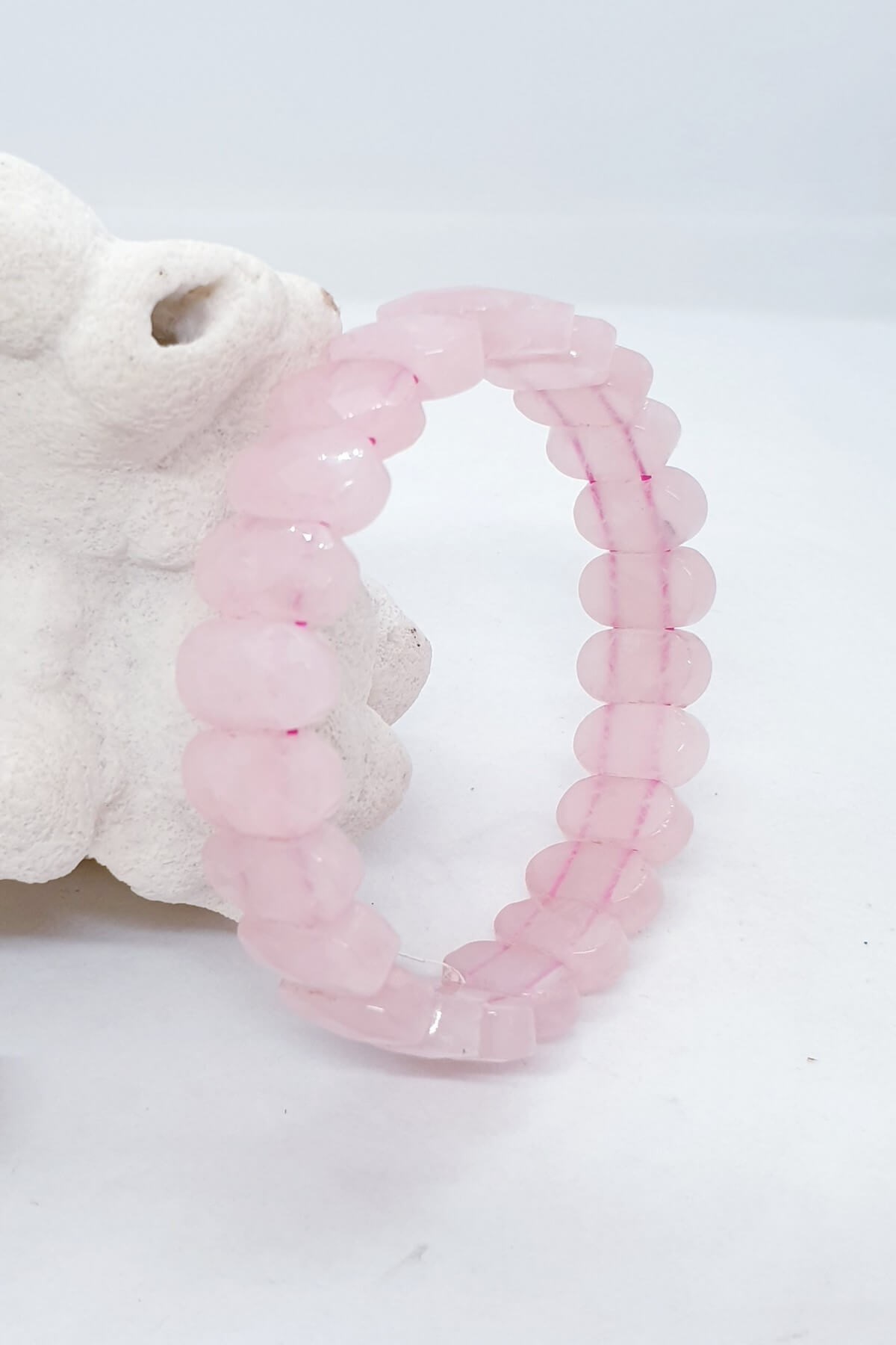 Pembe Kuvars Doğal Taş Bileklik