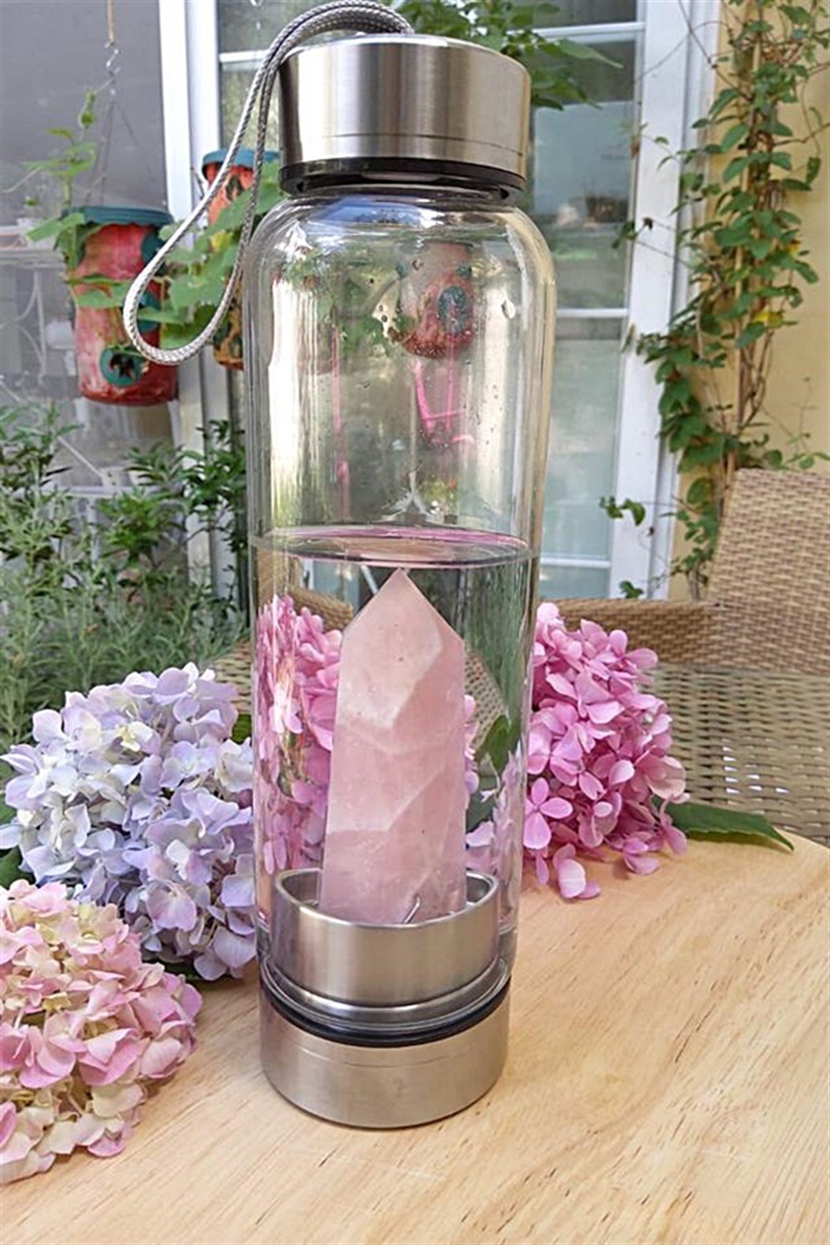 Pembe Kuvars Su Şişesi