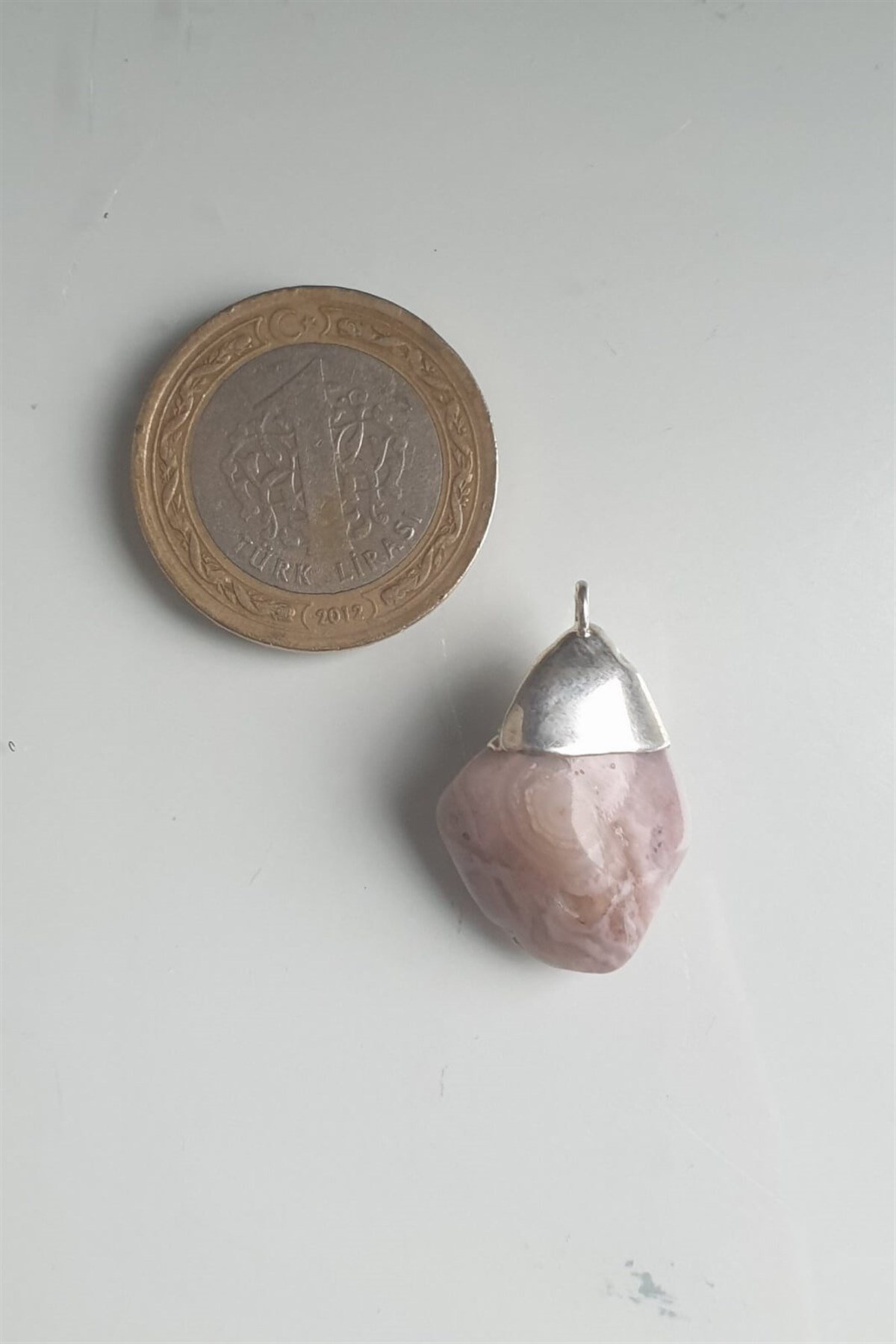 Pembe Opal Doğal Taş Kolye Ucu 