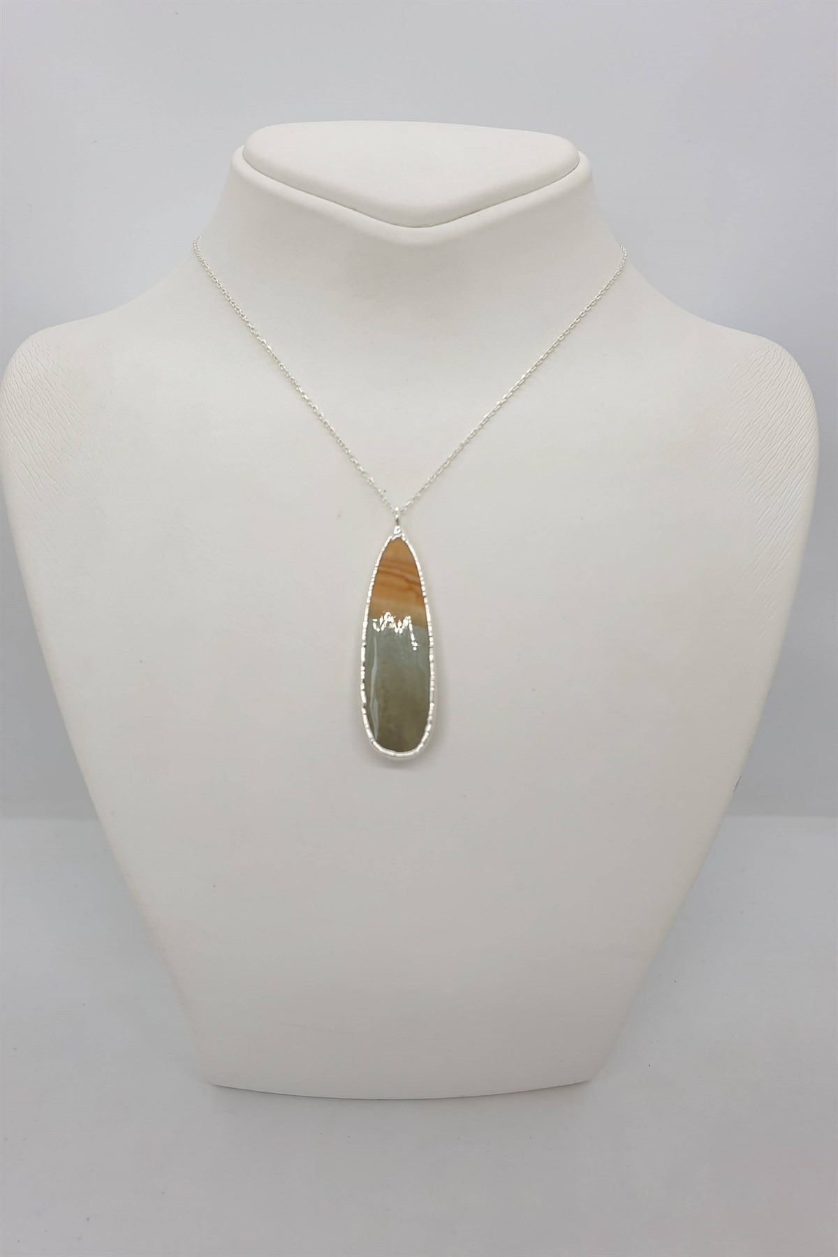 Pistachio Kalsit Sade Zincirli Kolye