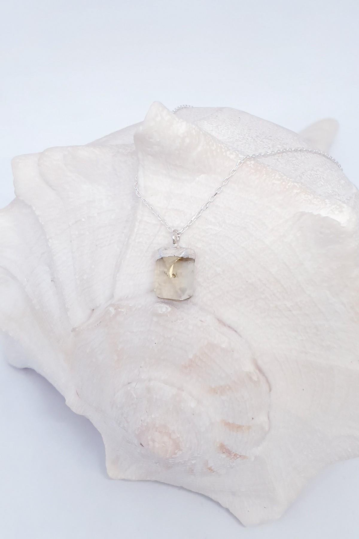 Sarı Topaz Doğal Taş Kolye