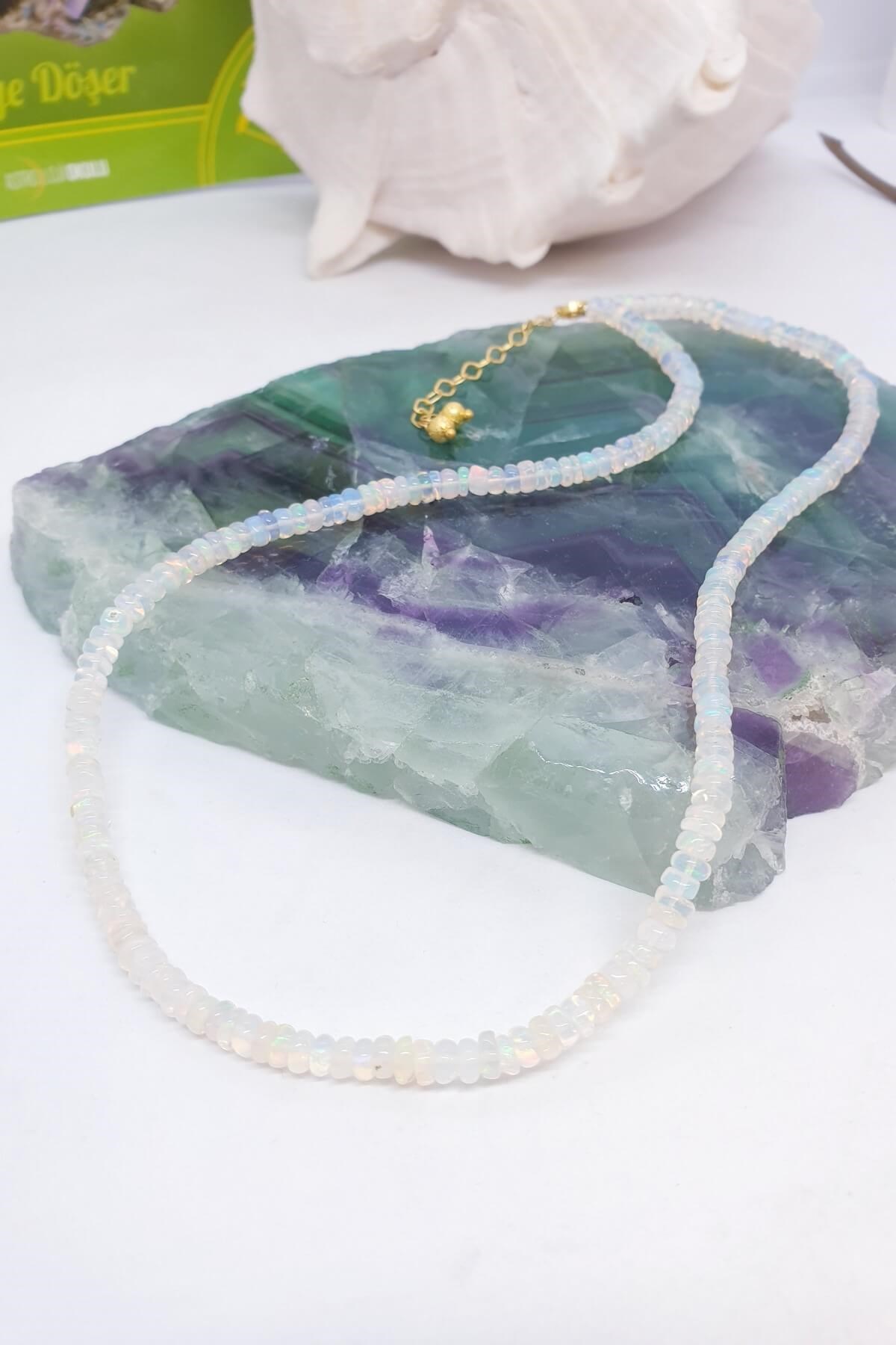 Şeffaf Opal Doğal Taş Kolye