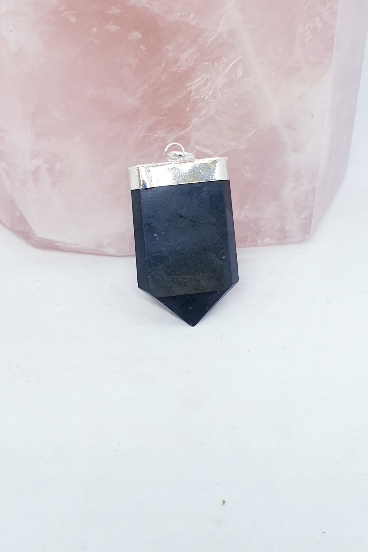 Shungite Doğal Taş Yaşam Çiceği Sembollu Kolye Ucu