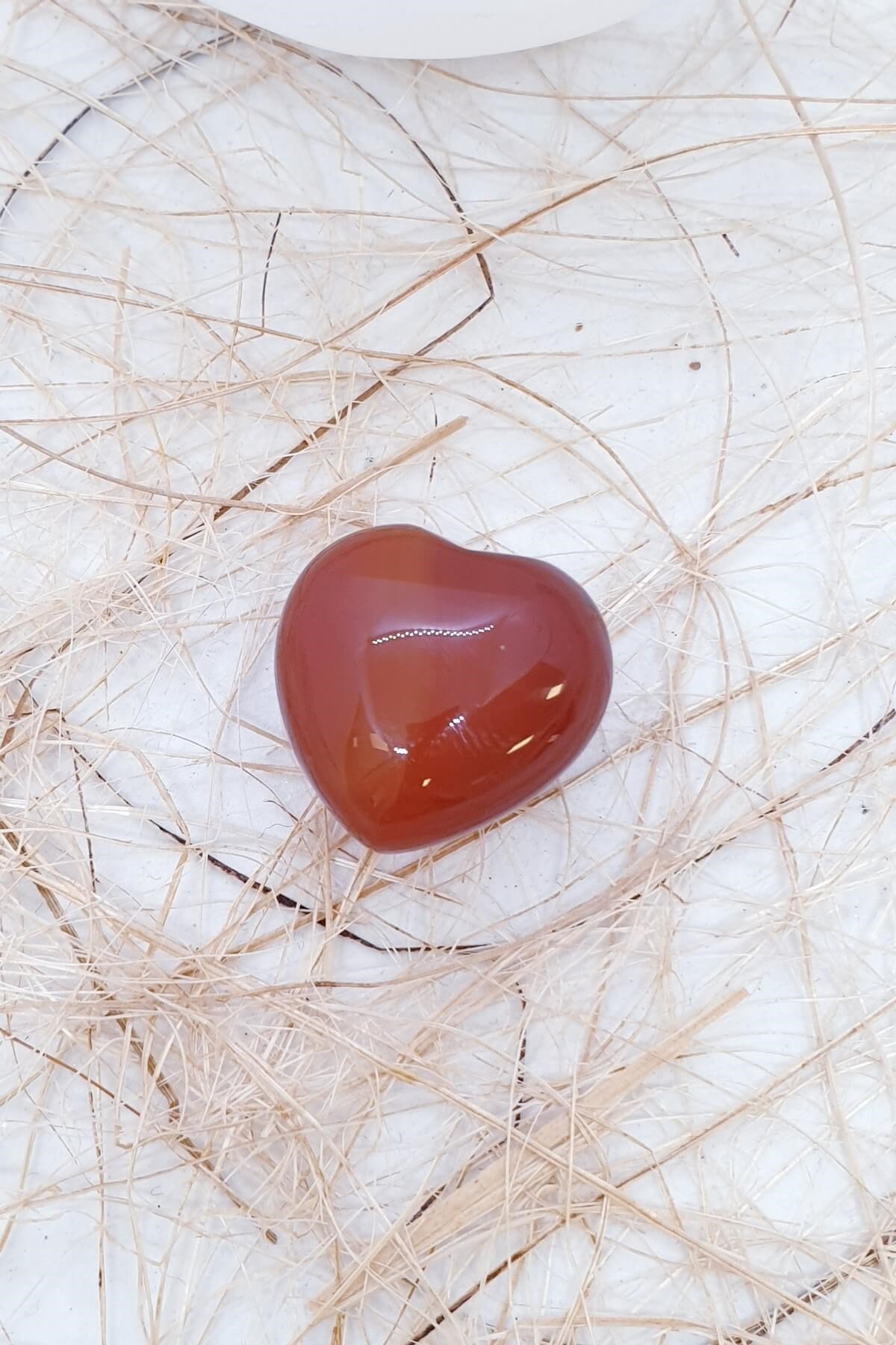 Tamburlanmış Kalp Şeklinde Akik Doğal Taş