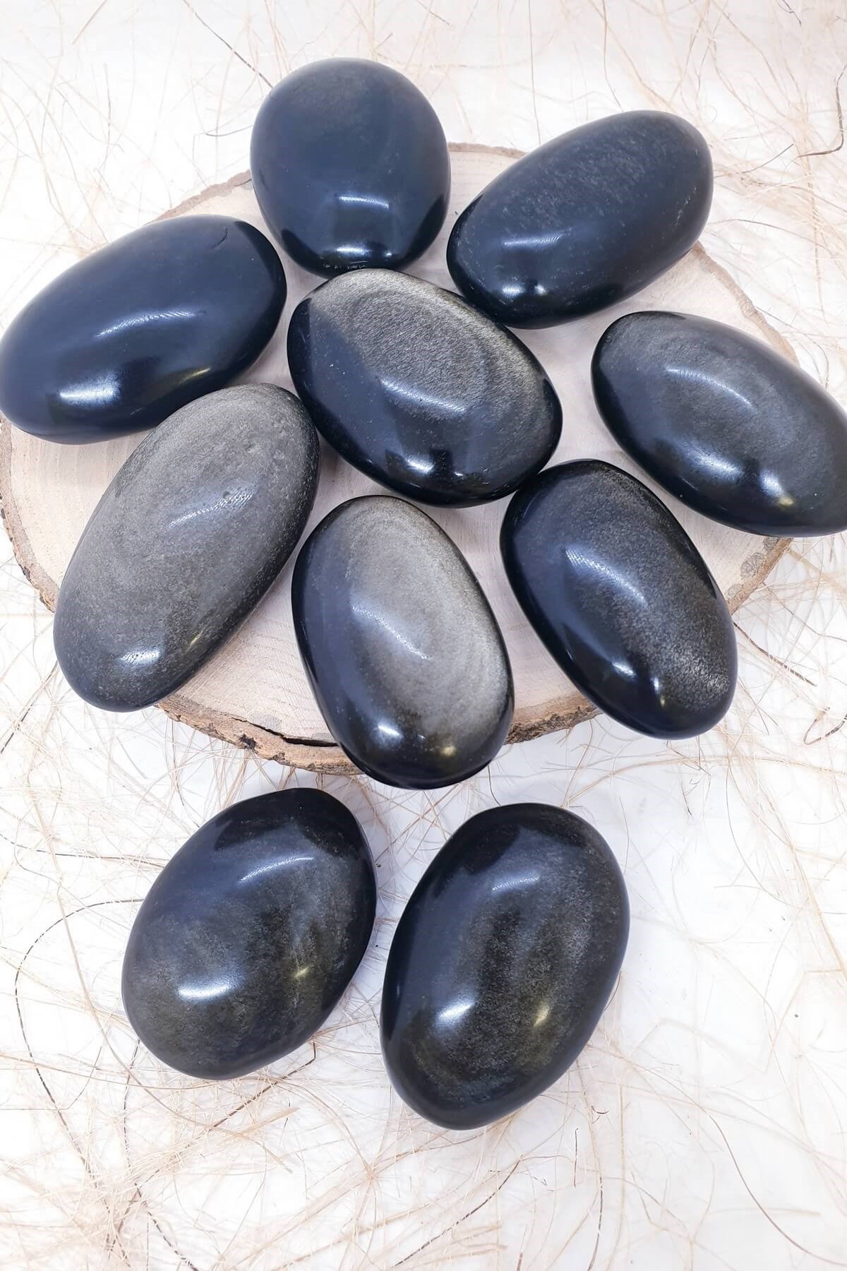 Tamburlanmış Sabun Şeklinde Gold Sheed Obsidyen