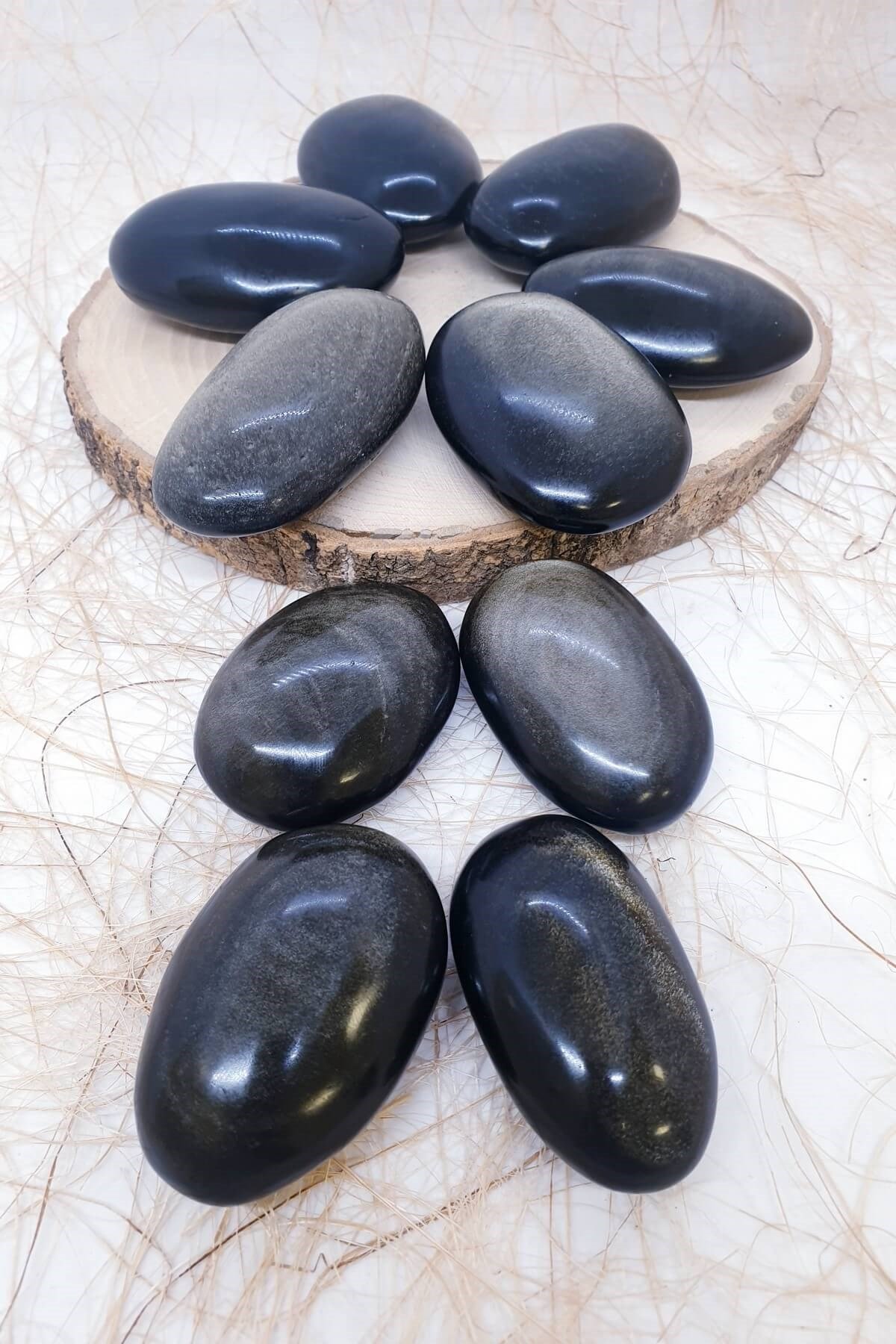 Tamburlanmış Sabun Şeklinde Gold Sheed Obsidyen