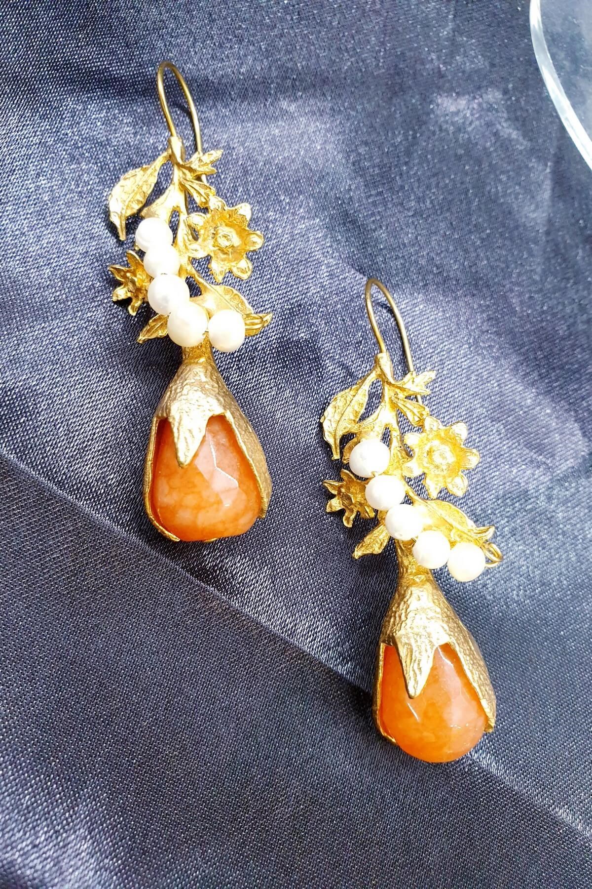 Turuncu Jade Otantik Salkım Taneleri