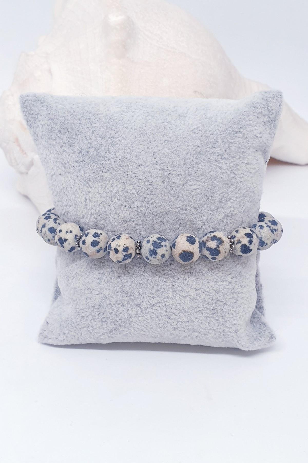 Unisex Mat Dalmaçyalı Jasper Bileklik