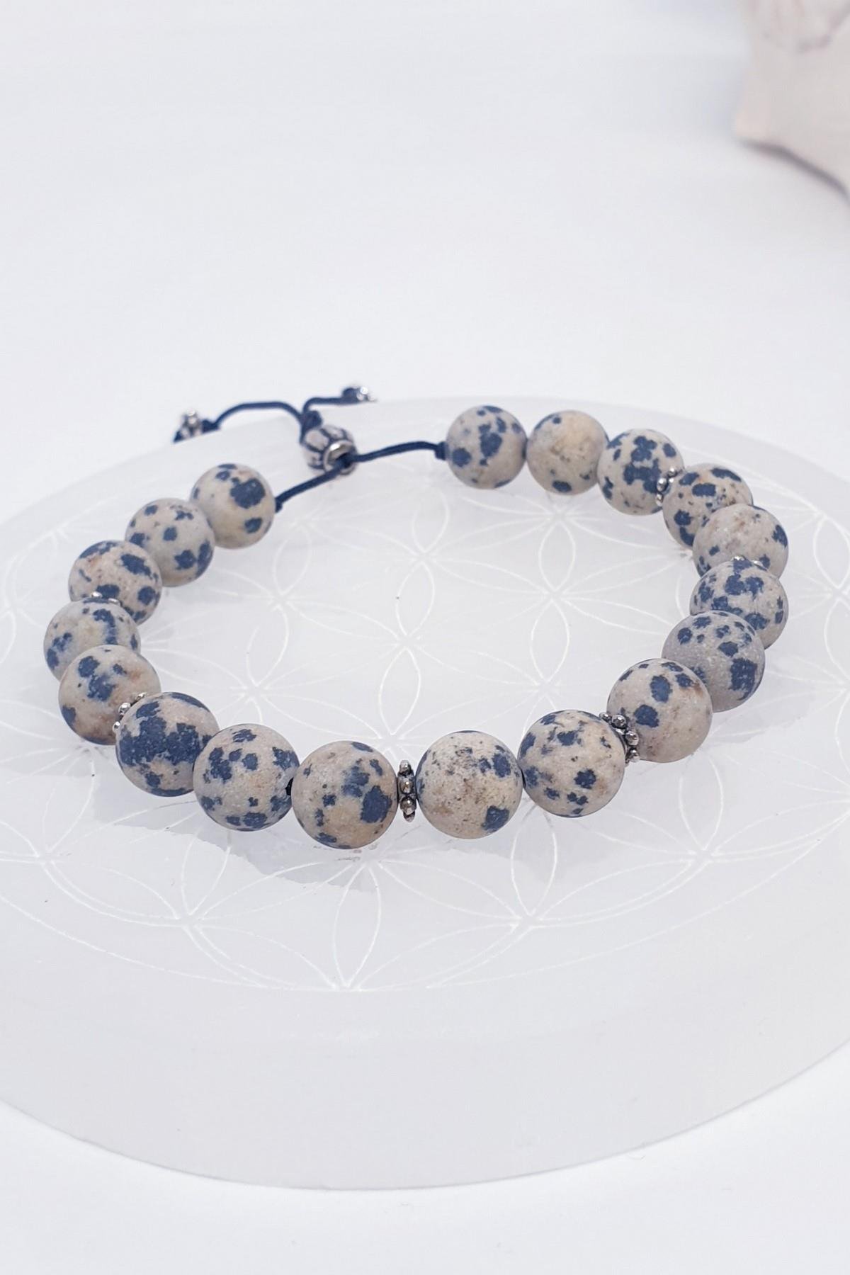 Unisex Mat Dalmaçyalı Jasper Bileklik