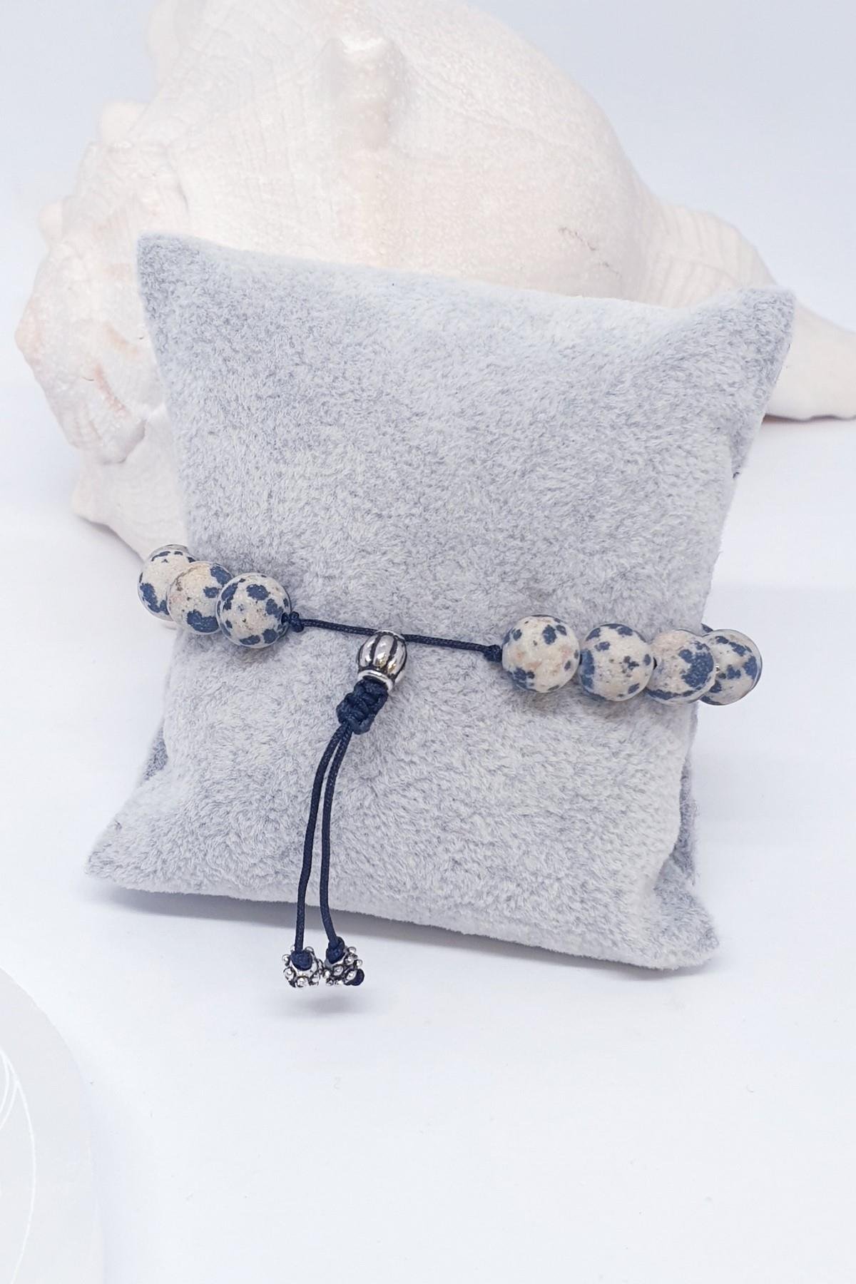 Unisex Mat Dalmaçyalı Jasper Bileklik