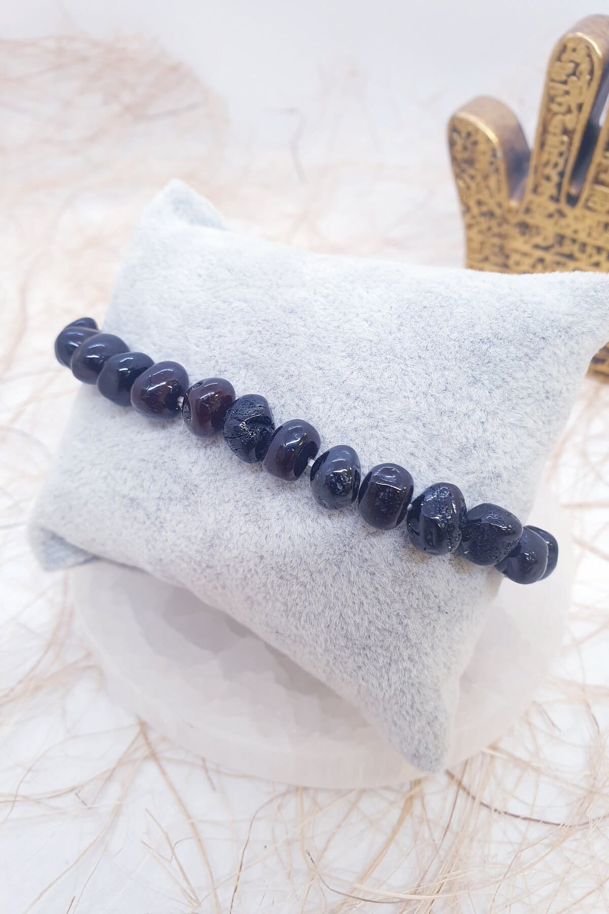 Unisex Siyah Kehribar bileklik