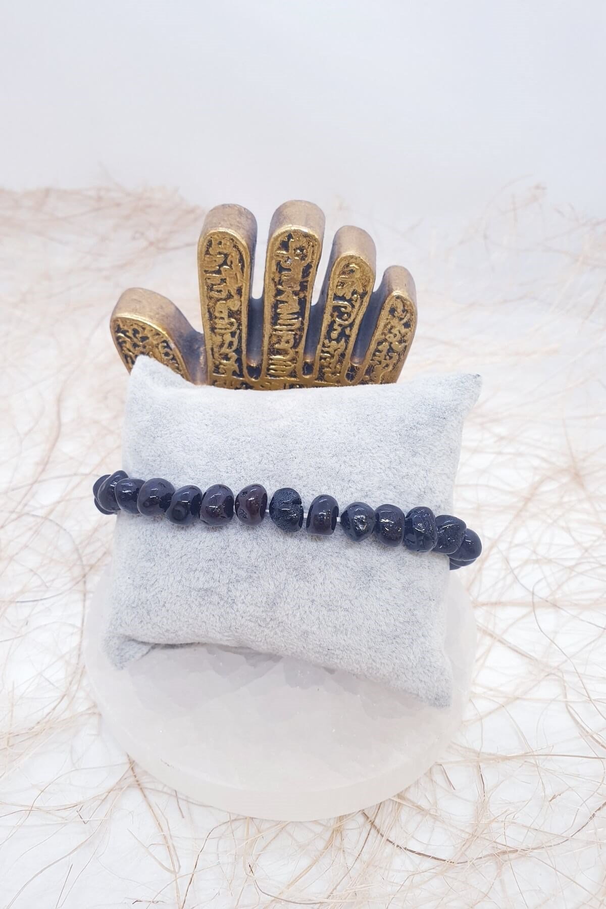 Unisex Siyah Kehribar bileklik