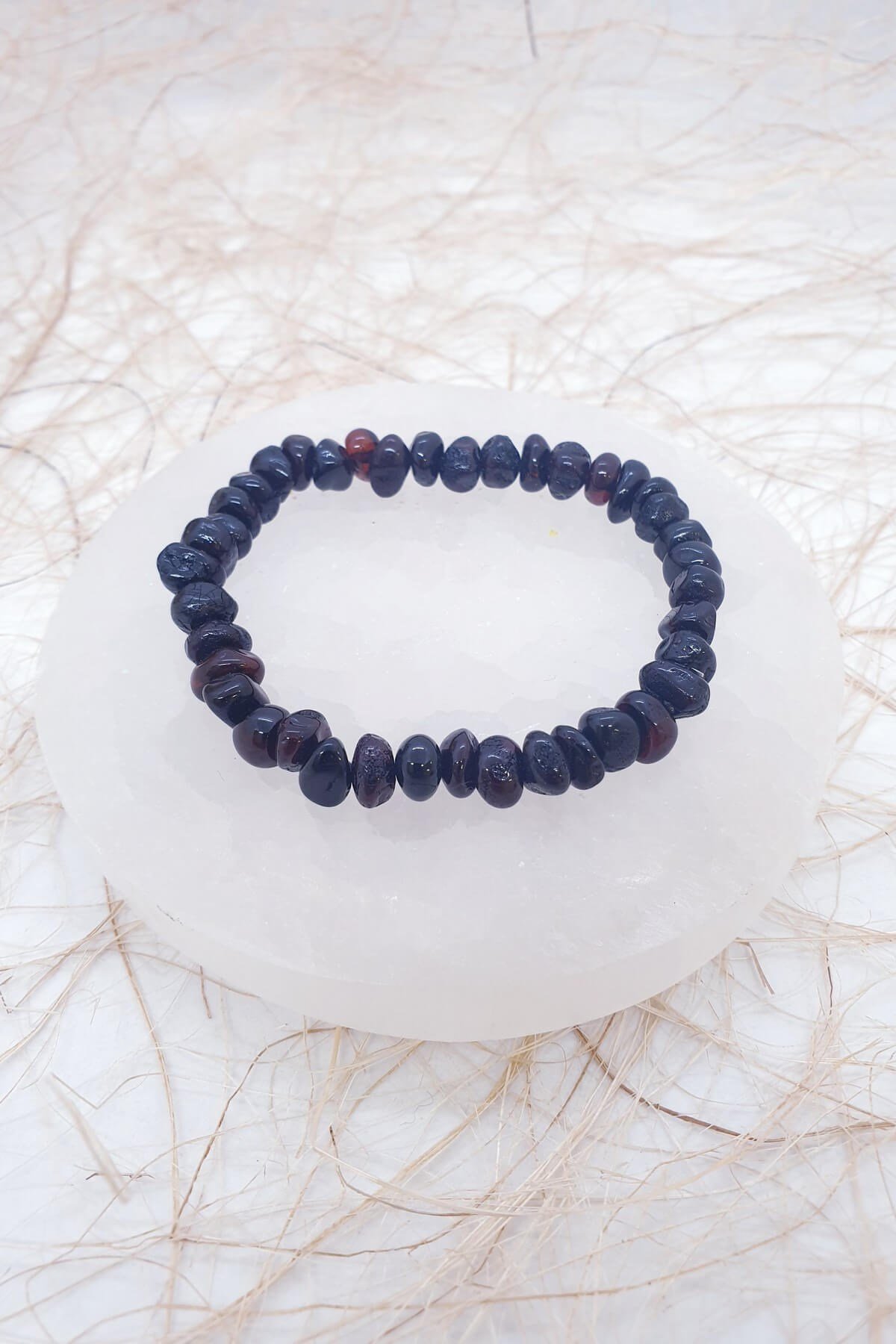 Unisex Siyah Kehribar bileklik