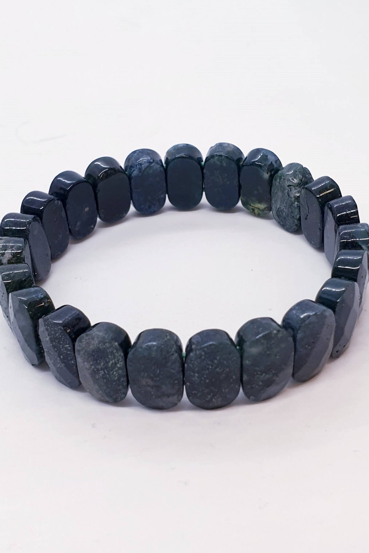 Yosun Akik Oval Kesim Doğal Taş Bileklik