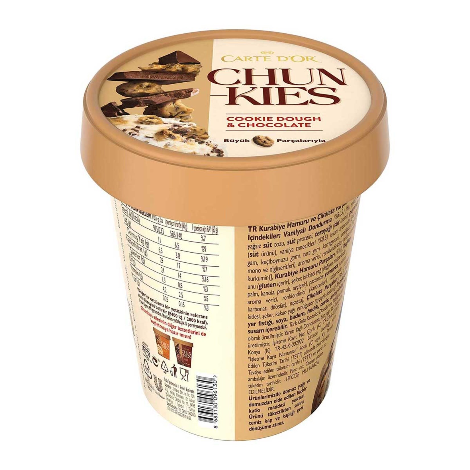 DondurmaAlgida Cartedor Chunkies Cookie Dough & Çikolata, Vanilyalı Dondurma 430 ml