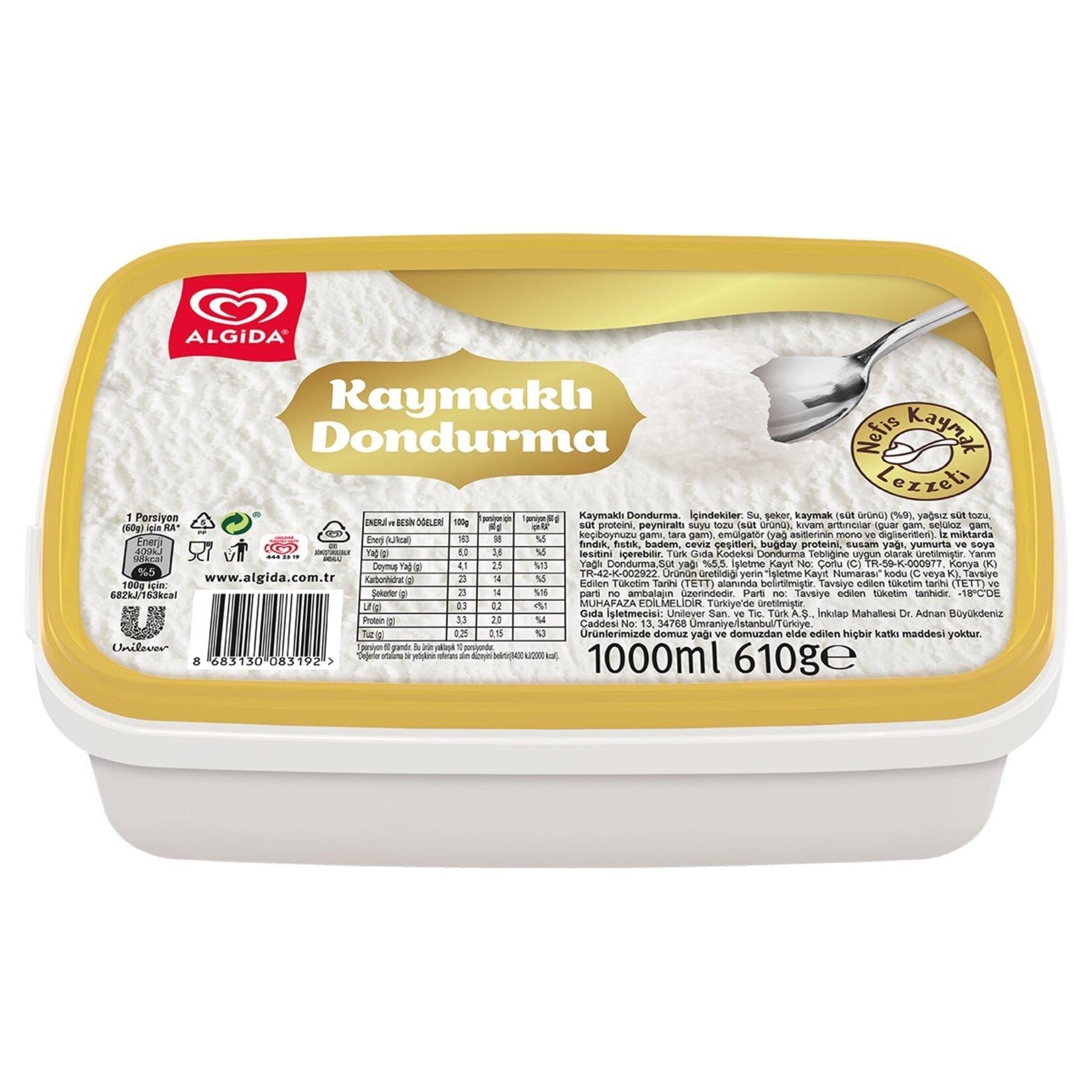 DondurmaAlgida Kaymaklı Dondurma 1000 ml