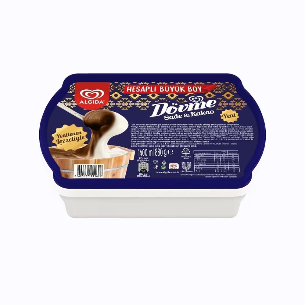 DondurmaAlgida  Maraş Usulü Dövme Büyük Boy Sade Dondurma 1400 ml