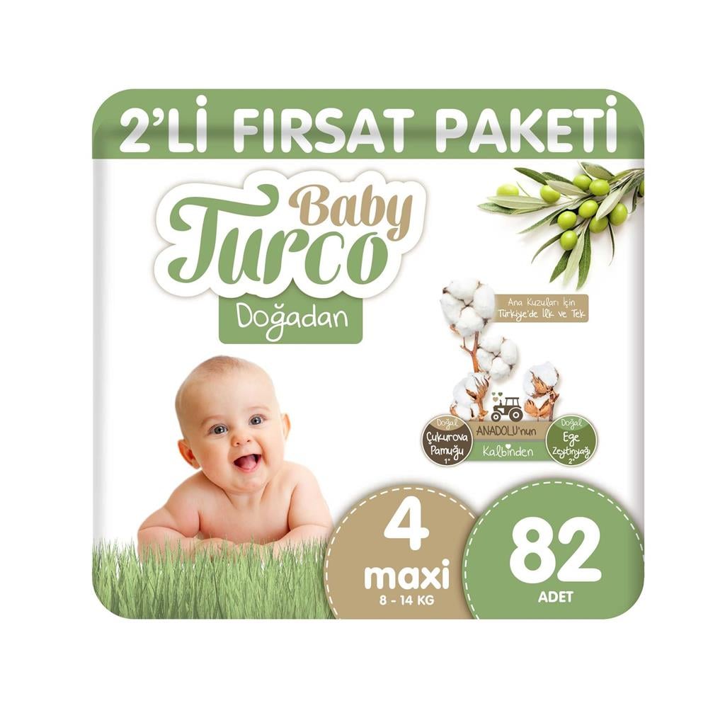 Bebek BezleriBaby Turco Doğadan 2 li Fırsat Paketi Maxi No:4 82 li