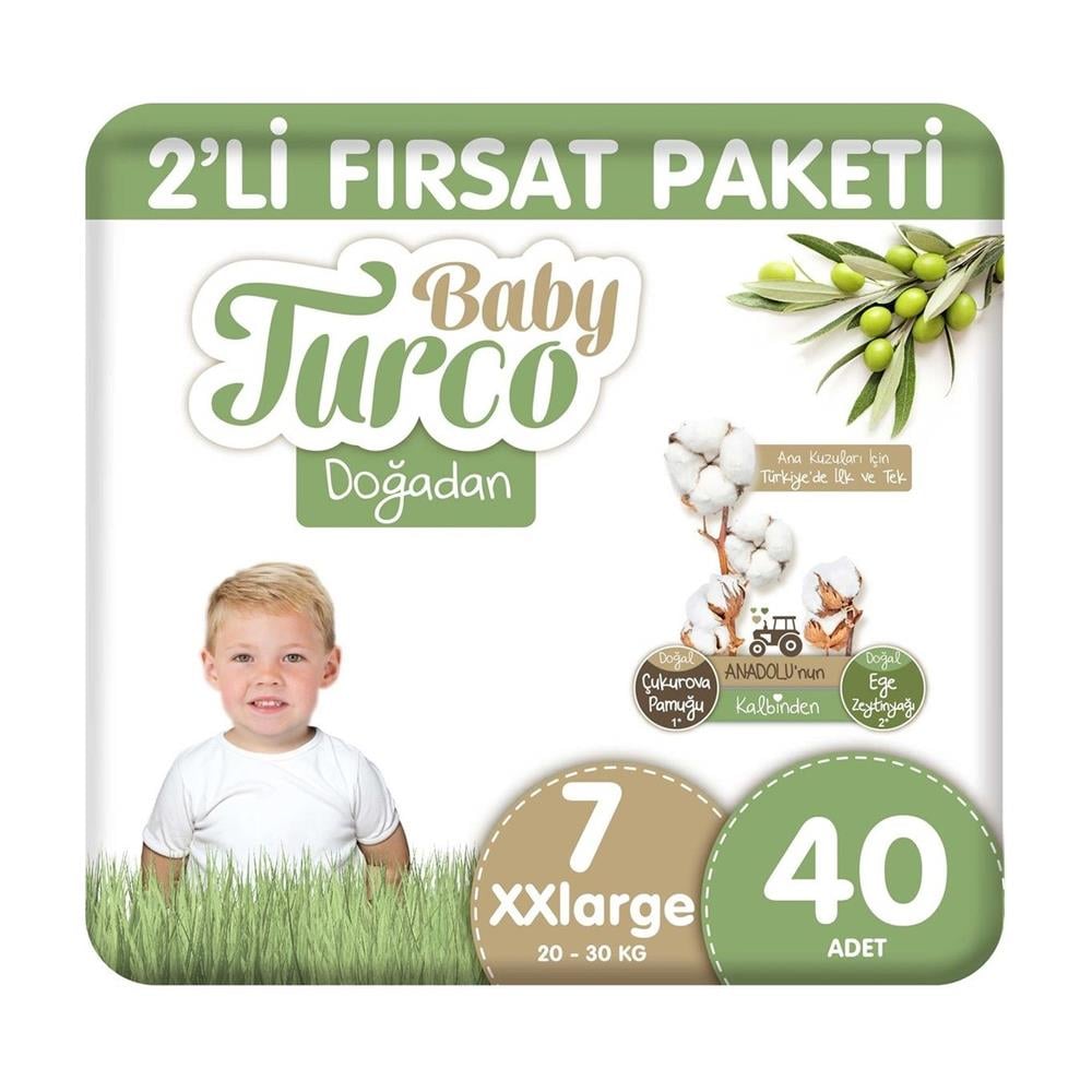 Bebek BezleriBaby Turco Doğadan 2 li Fırsat Pk 40 lı XXlarge No 7
