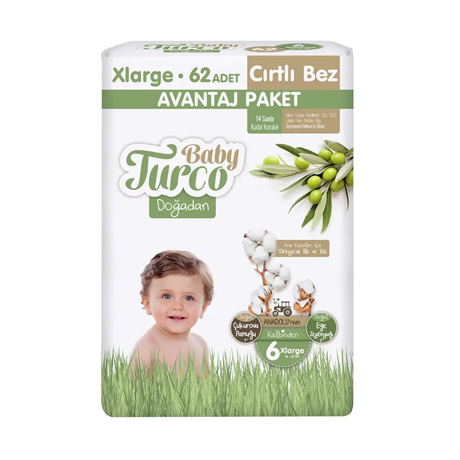 Bebek BezleriBaby Turco Doğadan Avantaj Paket Xlarge 62li No:6