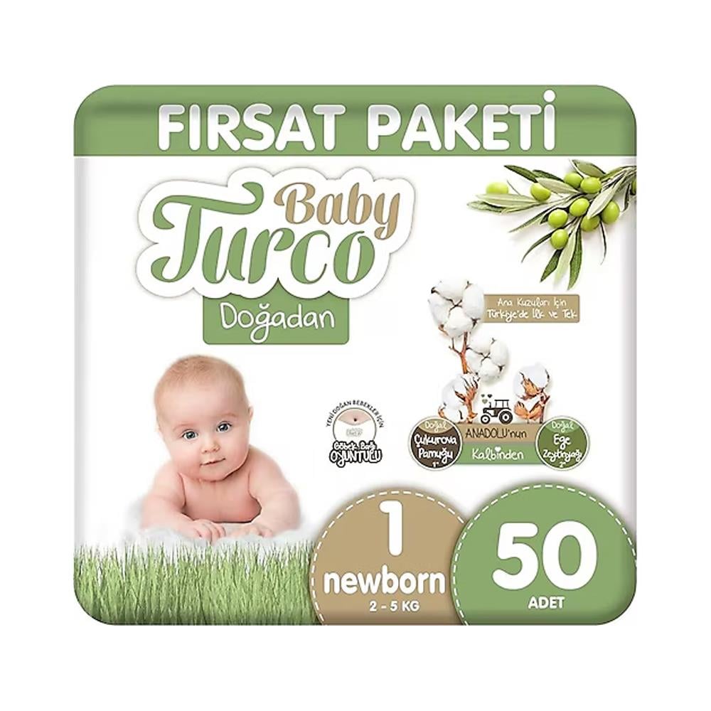 Bebek BezleriBaby Turco Doğadan Fırsat Paketi Yeni Doğan No:1 50li