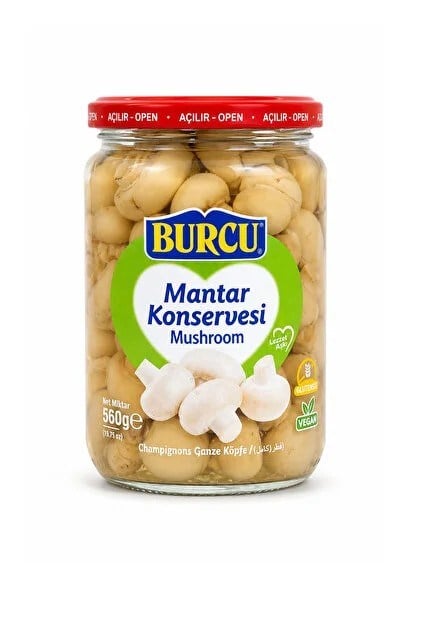 Konserve SebzeBurcu Mantar Bütün Cam 560 Gr