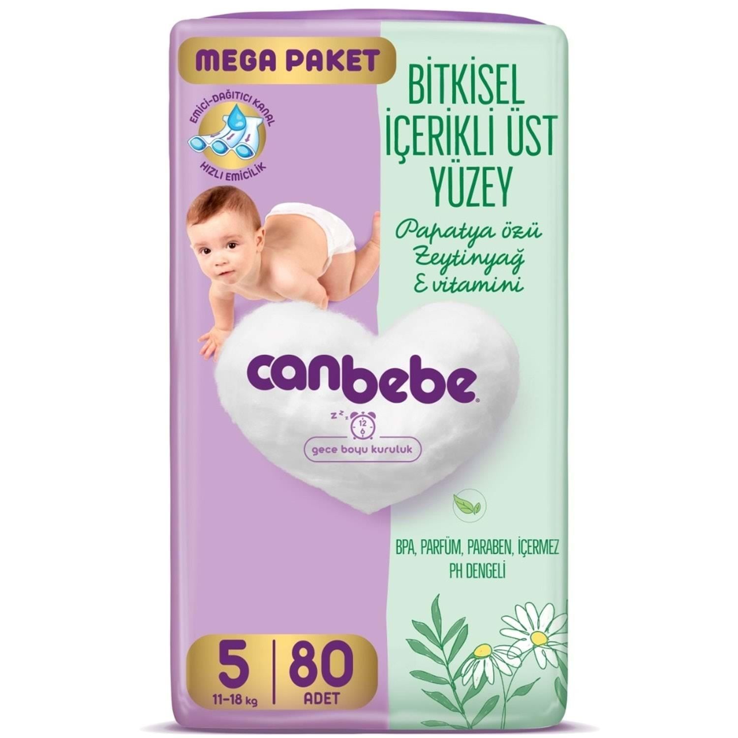 Bebek BezleriCanbebe Mega Paket Bebek Bezi Junior 80 li No:5