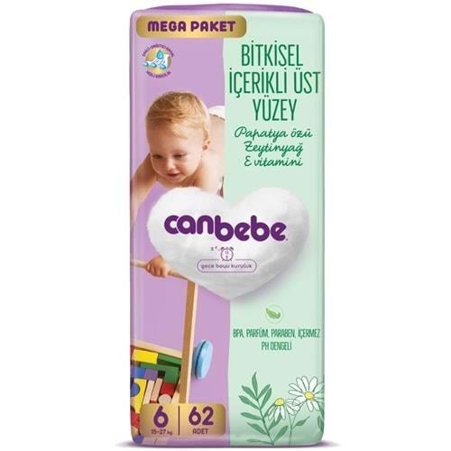Bebek BezleriCanbebe Mega Paket Bebek Bezi X-Large 62 li No:6