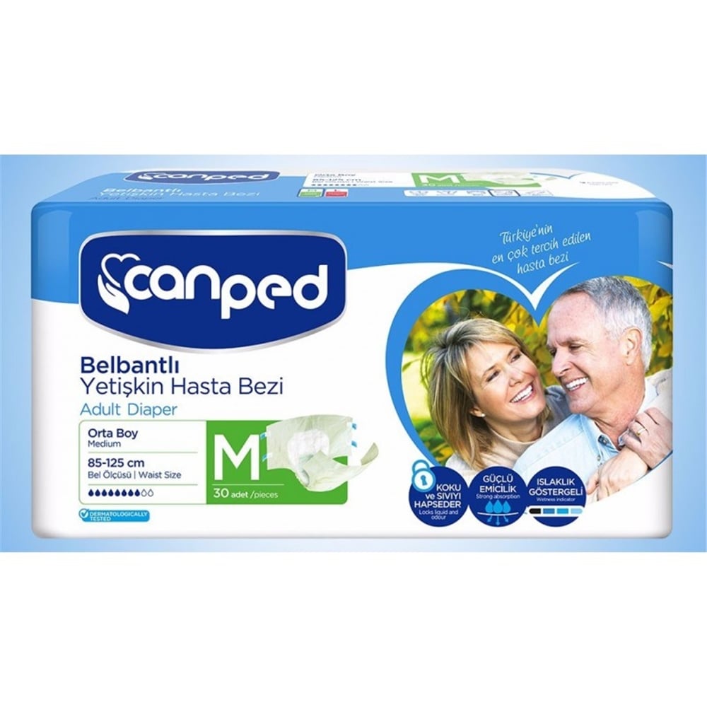Canped Hasta Bezi Belbantlı Orta Beyaz 30 Lu