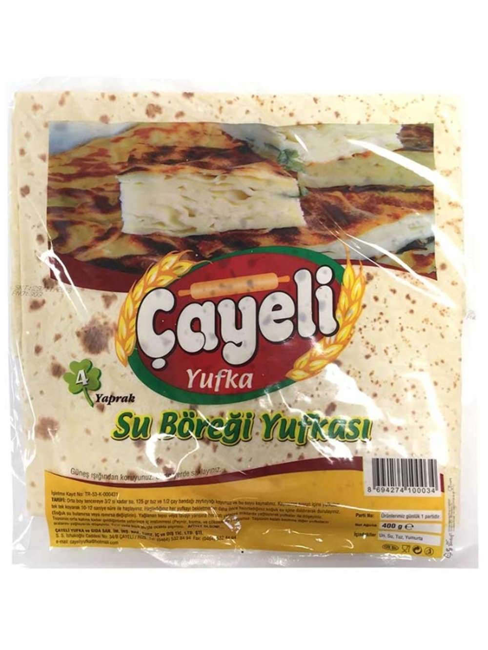 Çayeli Su Böreği Yufkası  400 gr