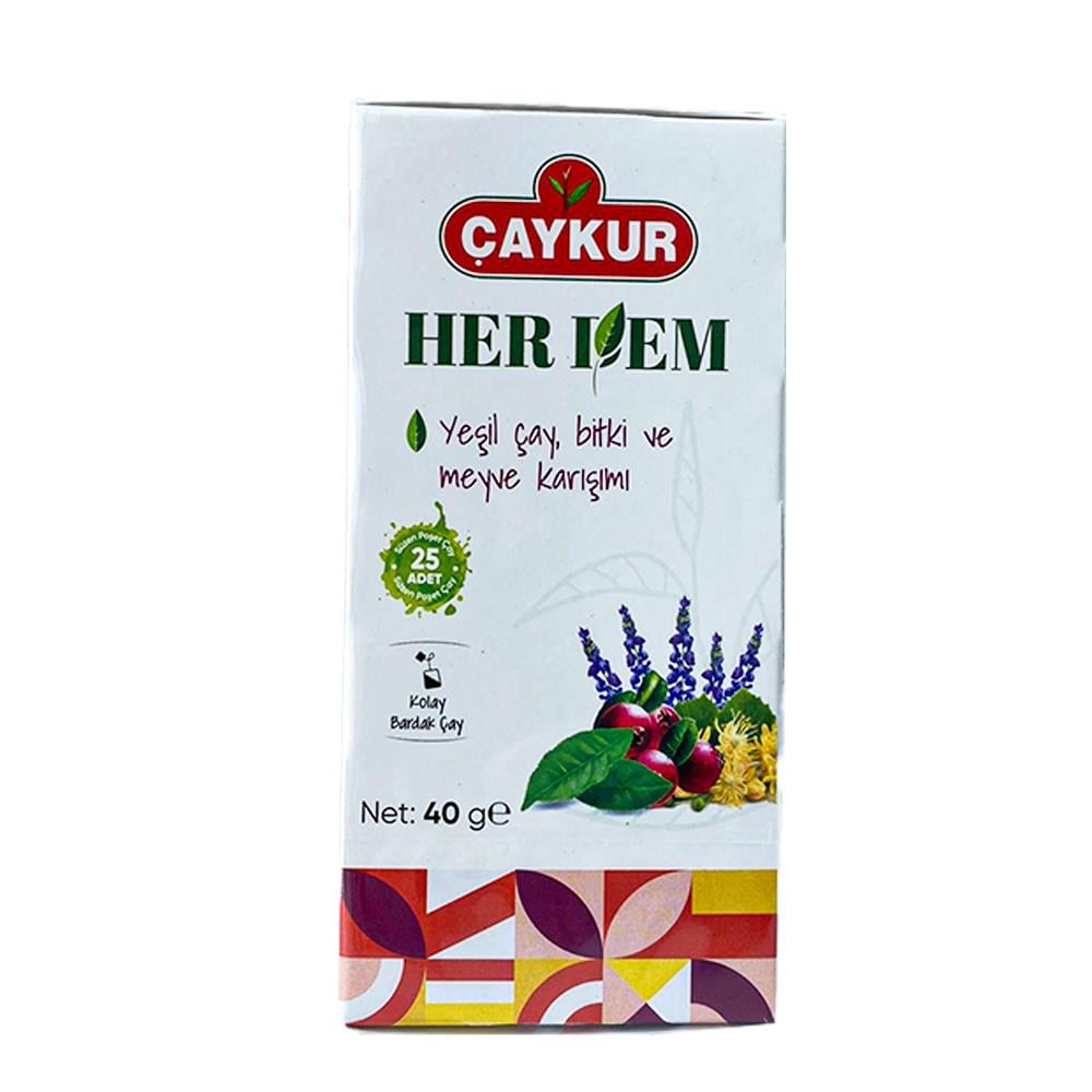 Bitki ve Meyve ÇaylarıÇaykur Her Dem Yeşilçay, Bitki ve Meyve Karışımı 40gr