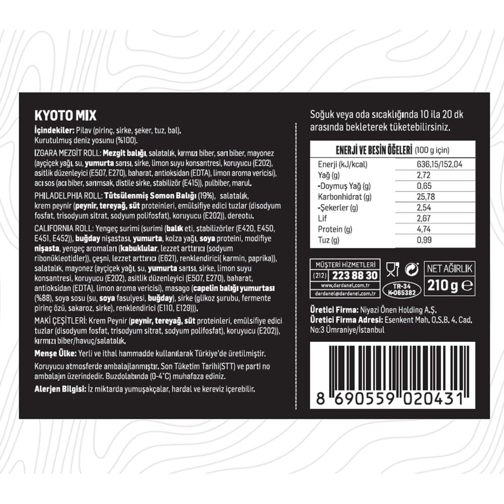 Konserve SebzeDardanel Sushida Kyoto Mix 210 Gr