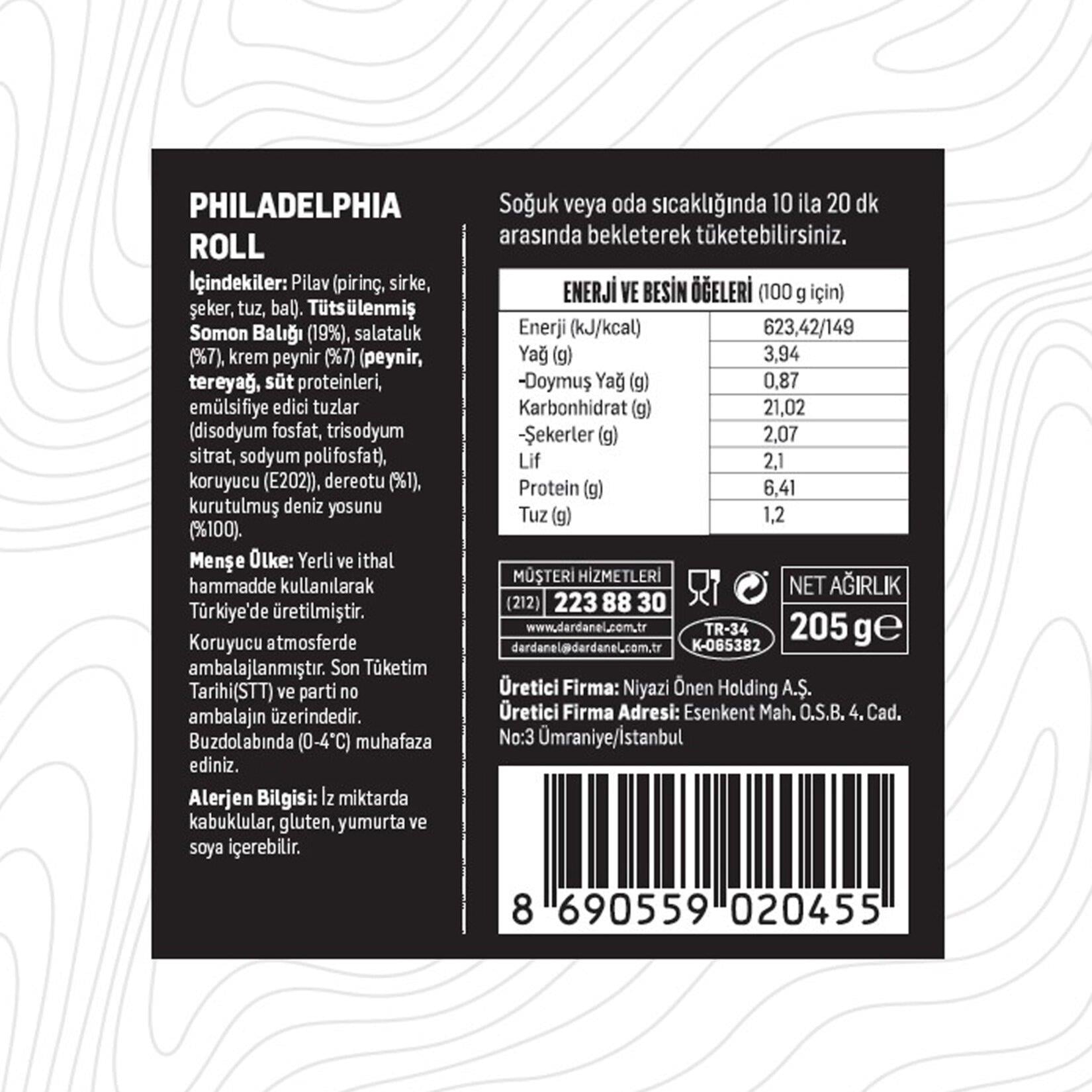 Konserve SebzeDardanel Sushida Philadelphia Roll 205 Gr