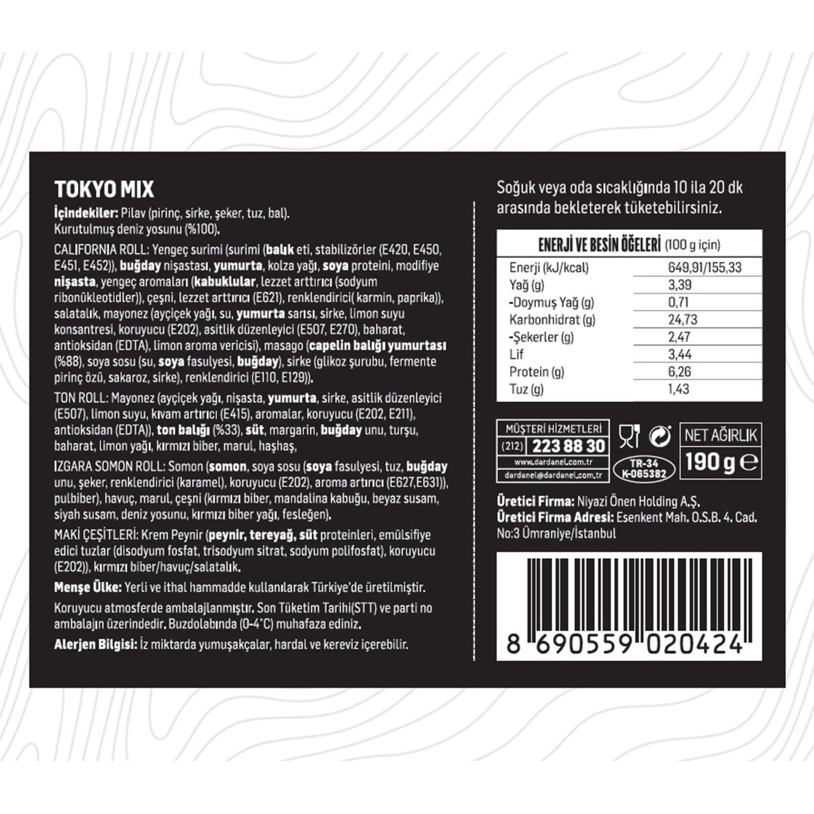 Konserve SebzeDardanel Sushida Tokyo Mix 190 Gr