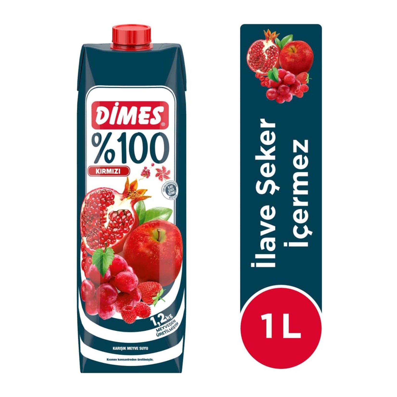 Meyve SuyuDimes %100 Kırmızı Meyveler 1 Lt