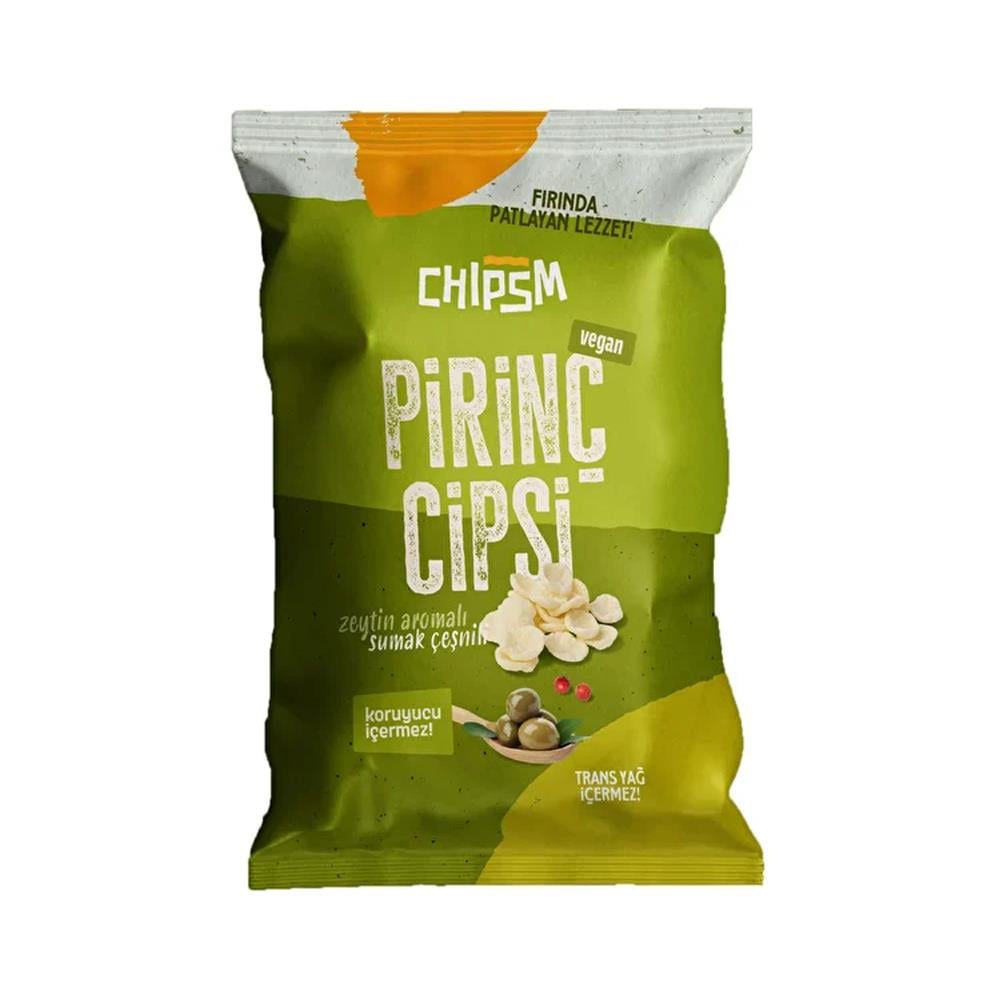 CipsDoğal Chipsm Pirinç Cipsi Sumak Çeşnili Zeytin Aromalı Vegan 65 Gr