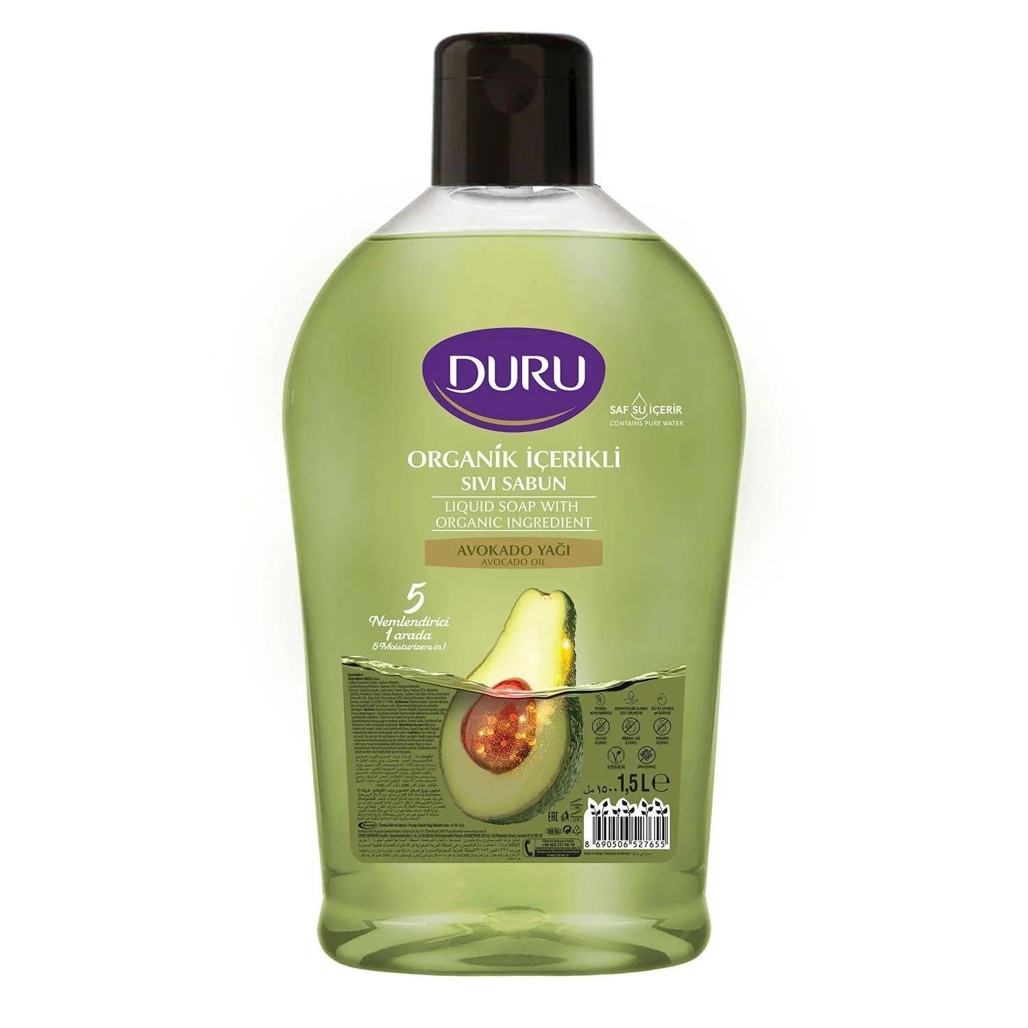 Katı, Sıvı SabunDuru Organik İçerikli Avokado Yağı Sıvı Sabunu 1,5 Lt