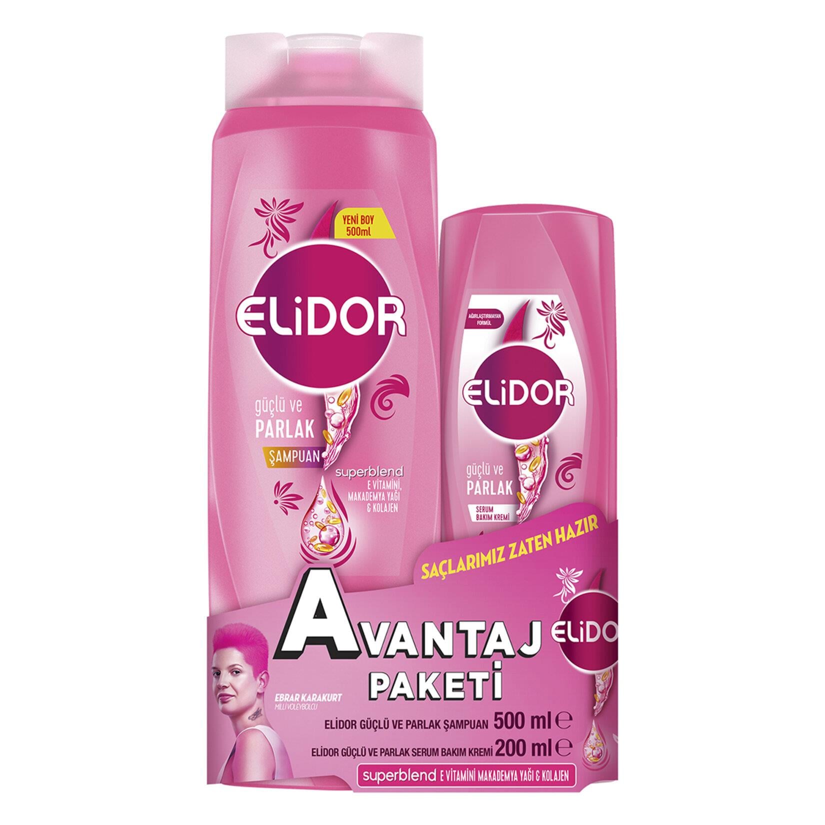 Elidor Şampuan 400 ml+200 ml Saç Bakım  Kremi Güçlü ve Parlak