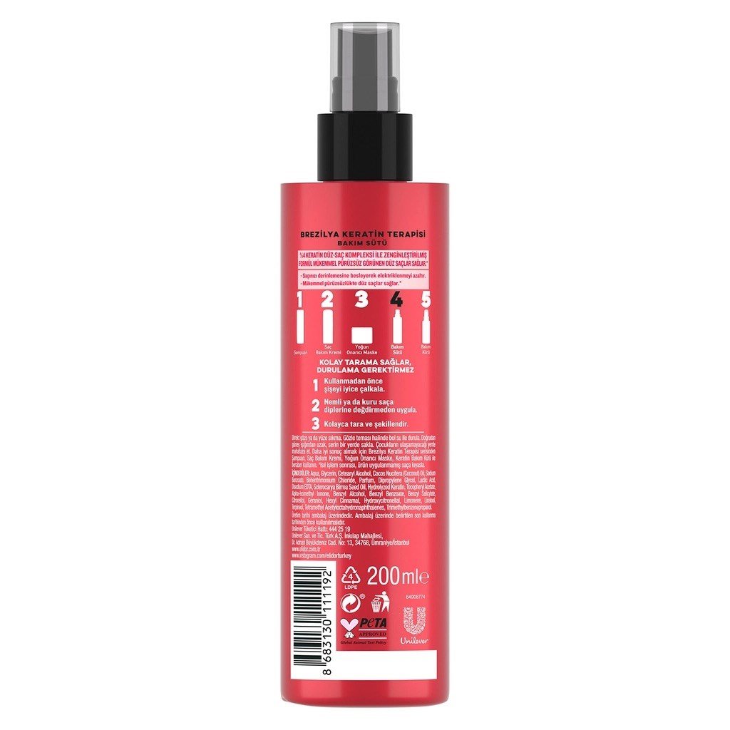 Saç KremiElidor Sıvı Saç Bakım Sütü Brezilya Keratin Terapisi 200 ml