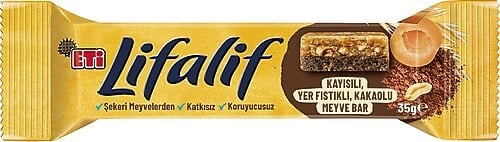 Bar KaplamalılarEti Lifalif Meyve Bar Kayısılı,Yer Fıstıklı ve Kakaolu 35 g