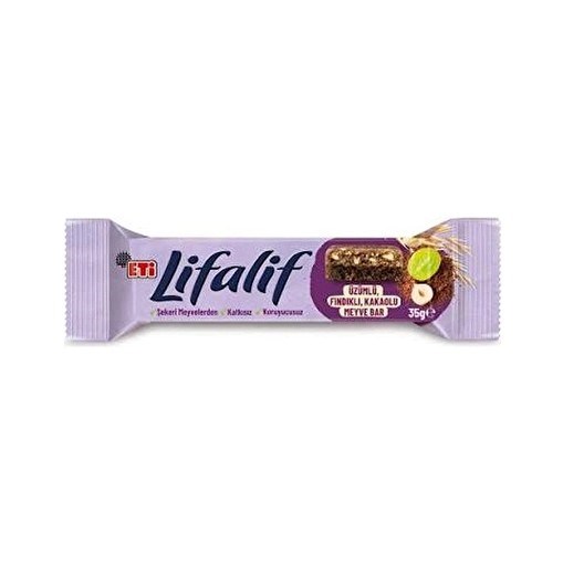 Bar KaplamalılarEti Lifalif Meyve Bar Üzümlüı,Fındıklıı ve Kakaolu 35 g