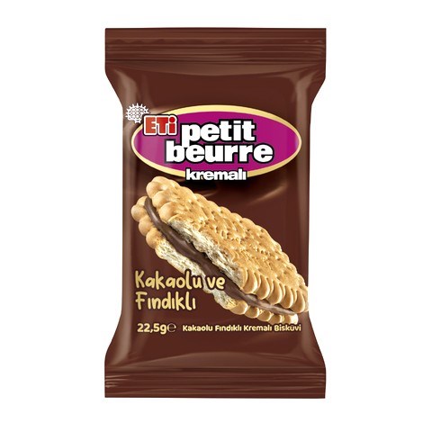 BisküviEti Petit Beurre Kakaolu Fındıklı Kremalı Bisküvi 22.5 g