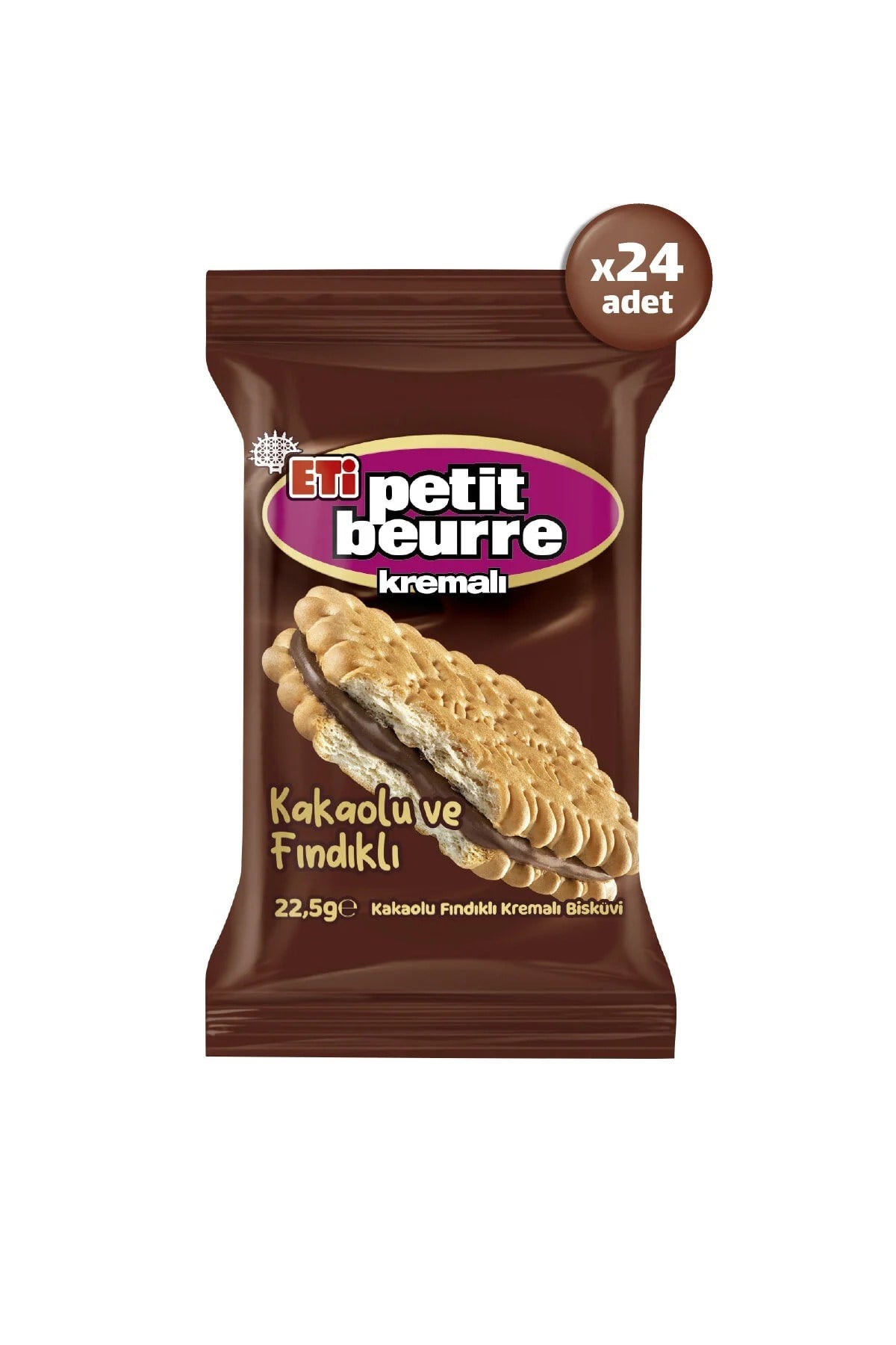 BisküviEti Petit Beurre Kakaolu Fındıklı Kremalı Bisküvi 22.5 g